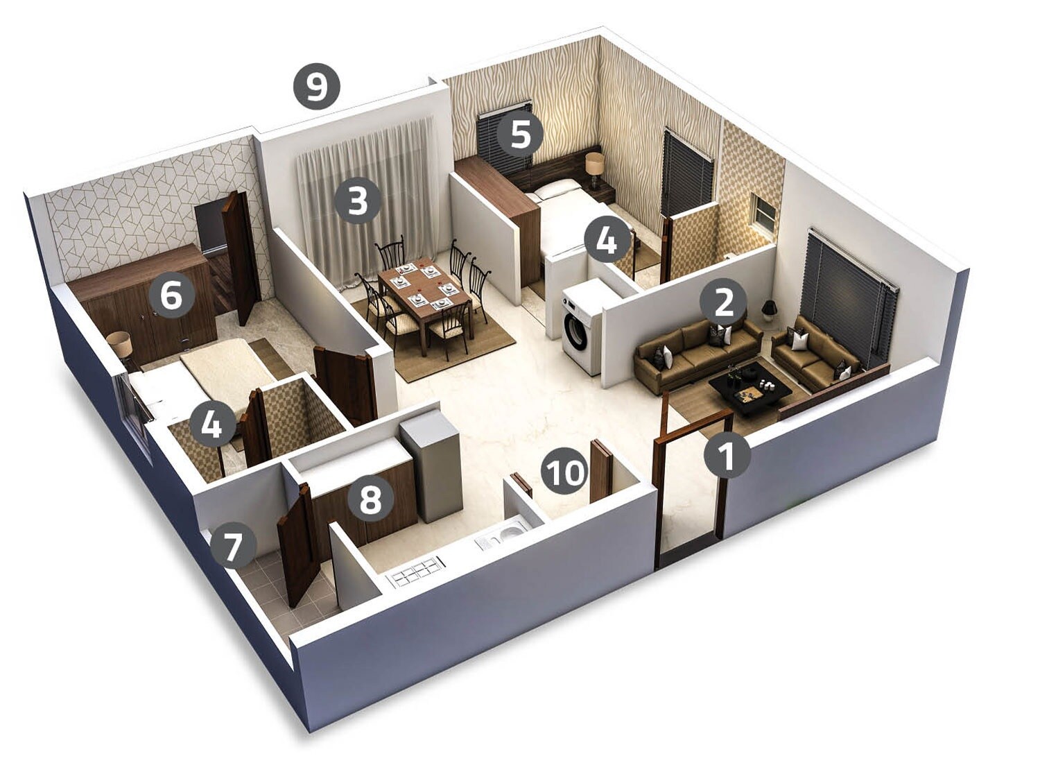 Floor plan of 2 BHK 1320 Sq. Ft. Apartment in Bhanodayas Crystal, Hyderabad