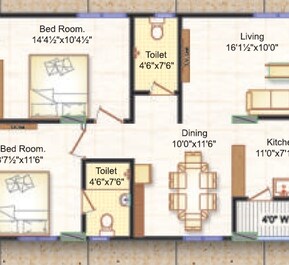 2 BHK 1180 Sq. Ft. Apartment in Bhaswini City Square