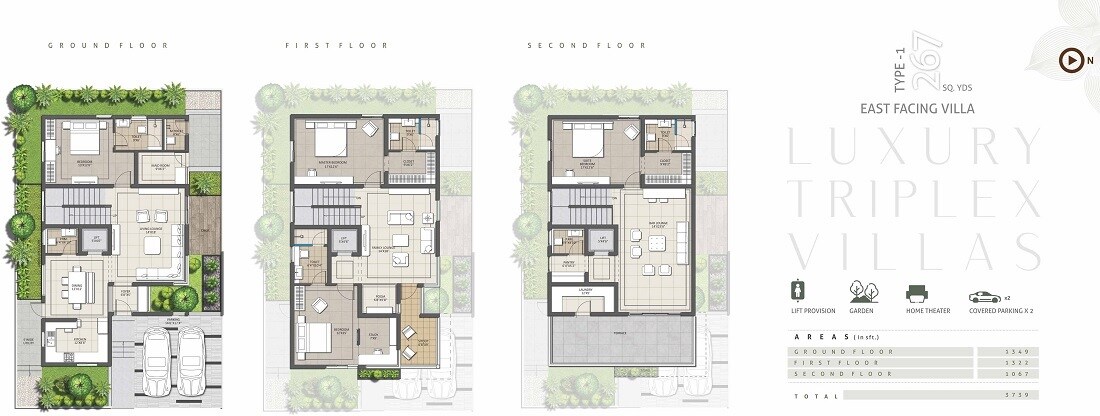 Floor plan of 4 BHK 3739 Sq. Ft. Villa in Bhavya Evora, Hyderabad