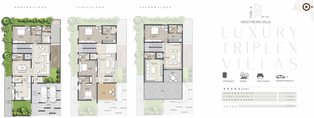 Floor plan of 5 BHK 4525 Sq. Ft. Villa in Bhavya Evora, Hyderabad