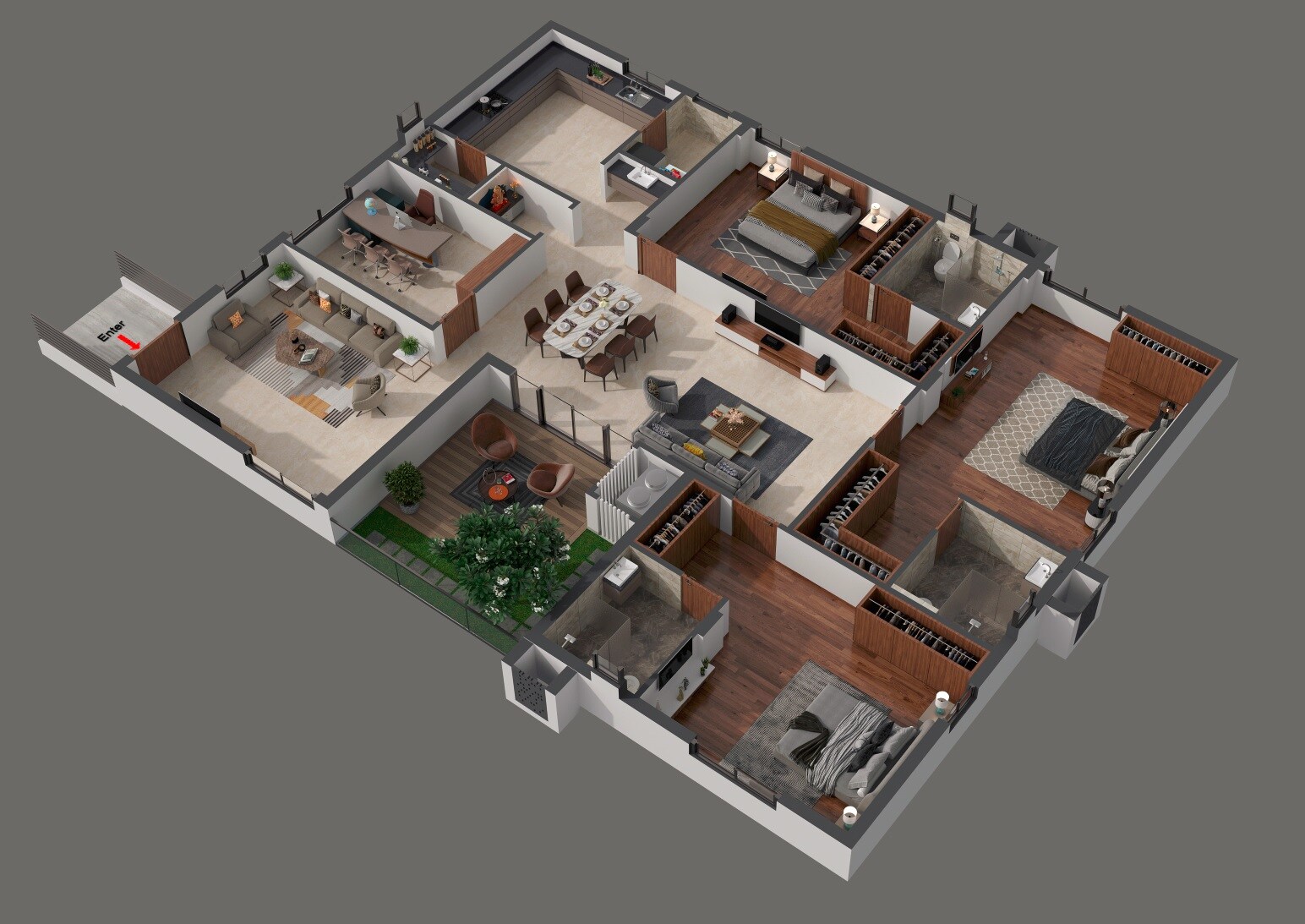 Floor plan of 3 BHK 3126 Sq. Ft. Apartment in Bhavya The Eugen, Hyderabad