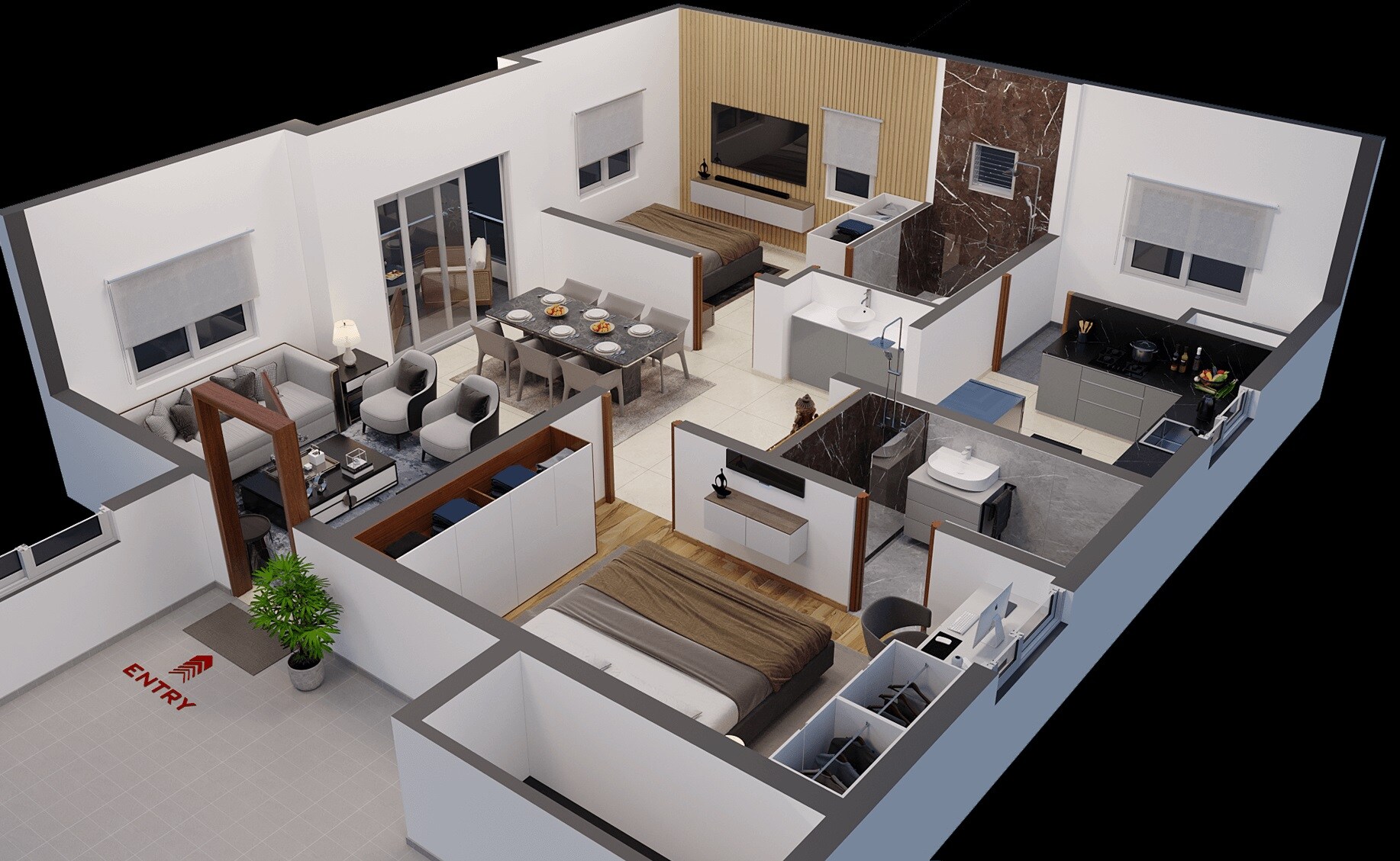 Floor plan of 2 BHK 1440 Sq. Ft. Apartment in Bhavyas Tulasivanam Avani, Hyderabad