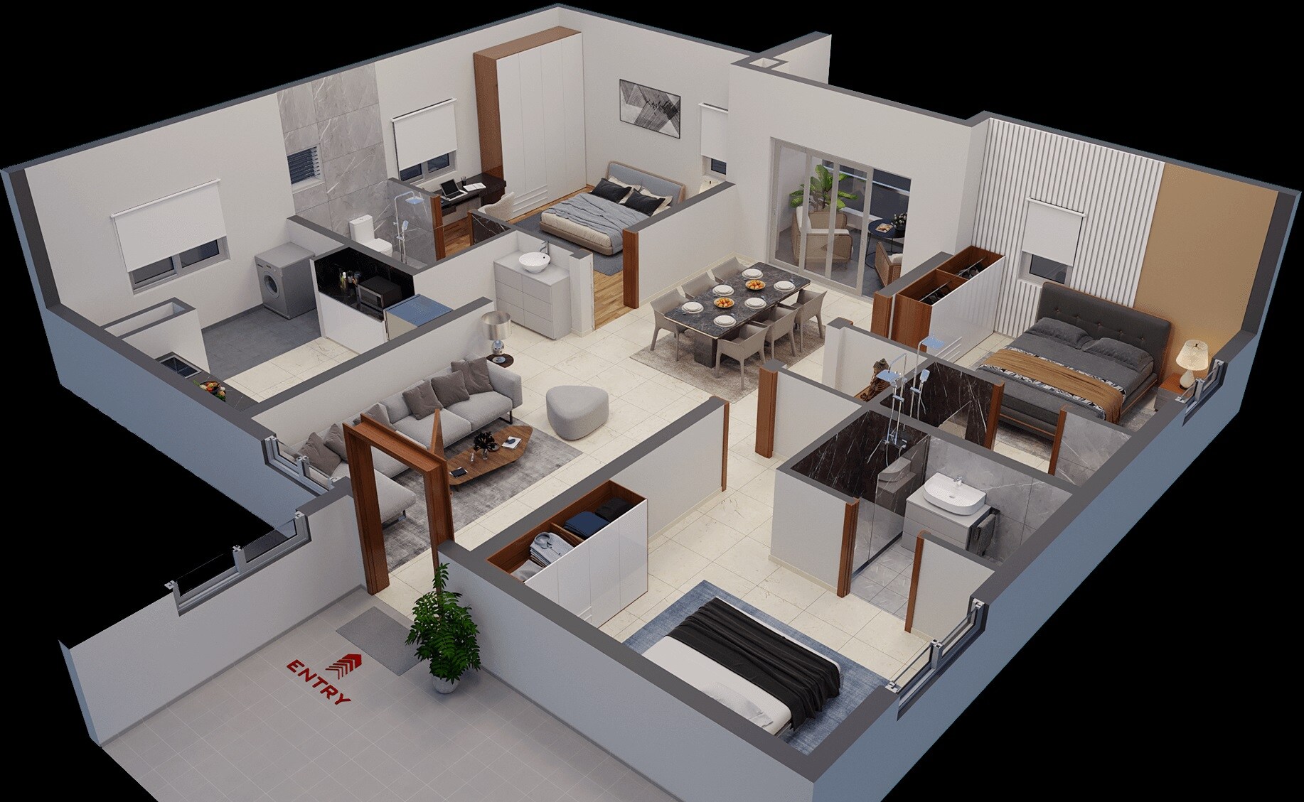 Floor plan of 3 BHK 2074 Sq. Ft. Apartment in Bhavyas Tulasivanam Avani, Hyderabad
