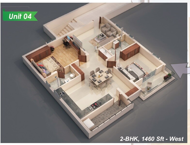 2 BHK 1460 Sq. Ft. Apartment