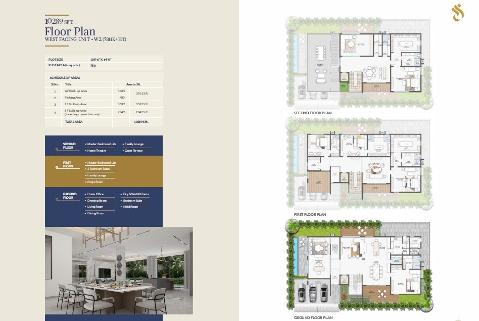 Floor plan of 5 BHK 10289 Sq. Ft. Villa in Bluefin Sylvanor, Hyderabad