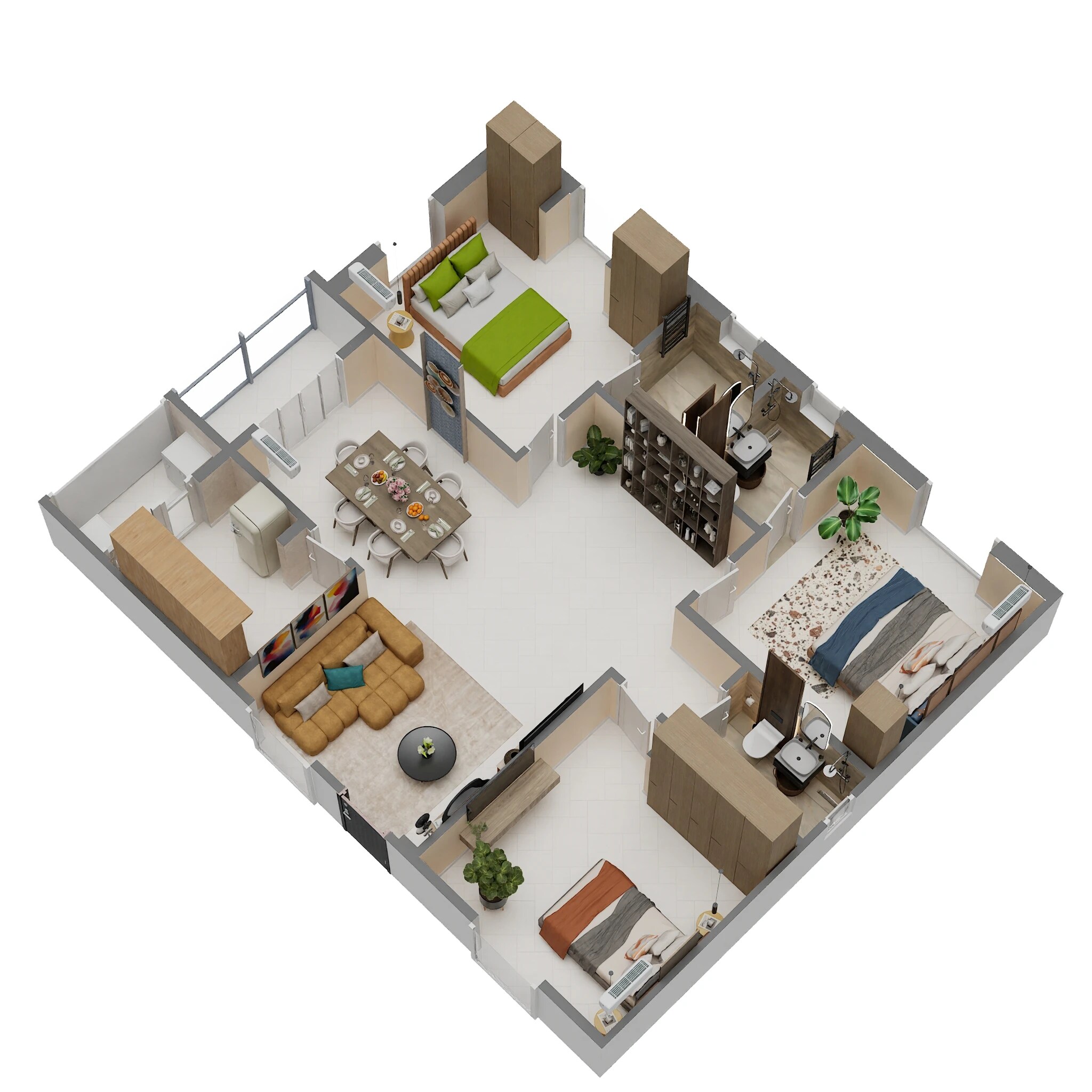 Floor plan of 3 BHK 1503 Sq. Ft. Apartment in Bluestone Navya MSR Homes, Hyderabad