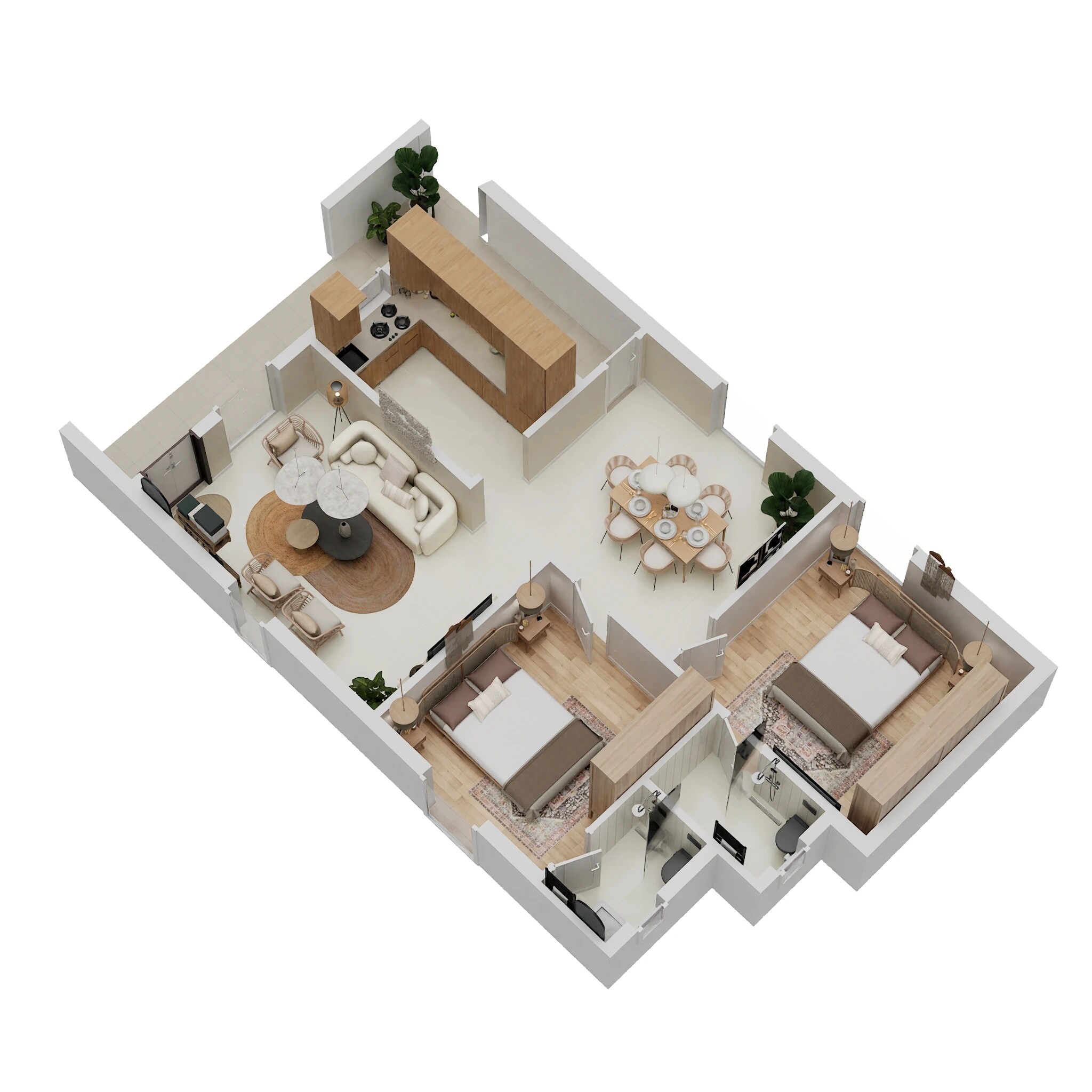 Floor plan of 2 BHK 1230 Sq. Ft. Apartment in Bommarillu Brindavan, Hyderabad