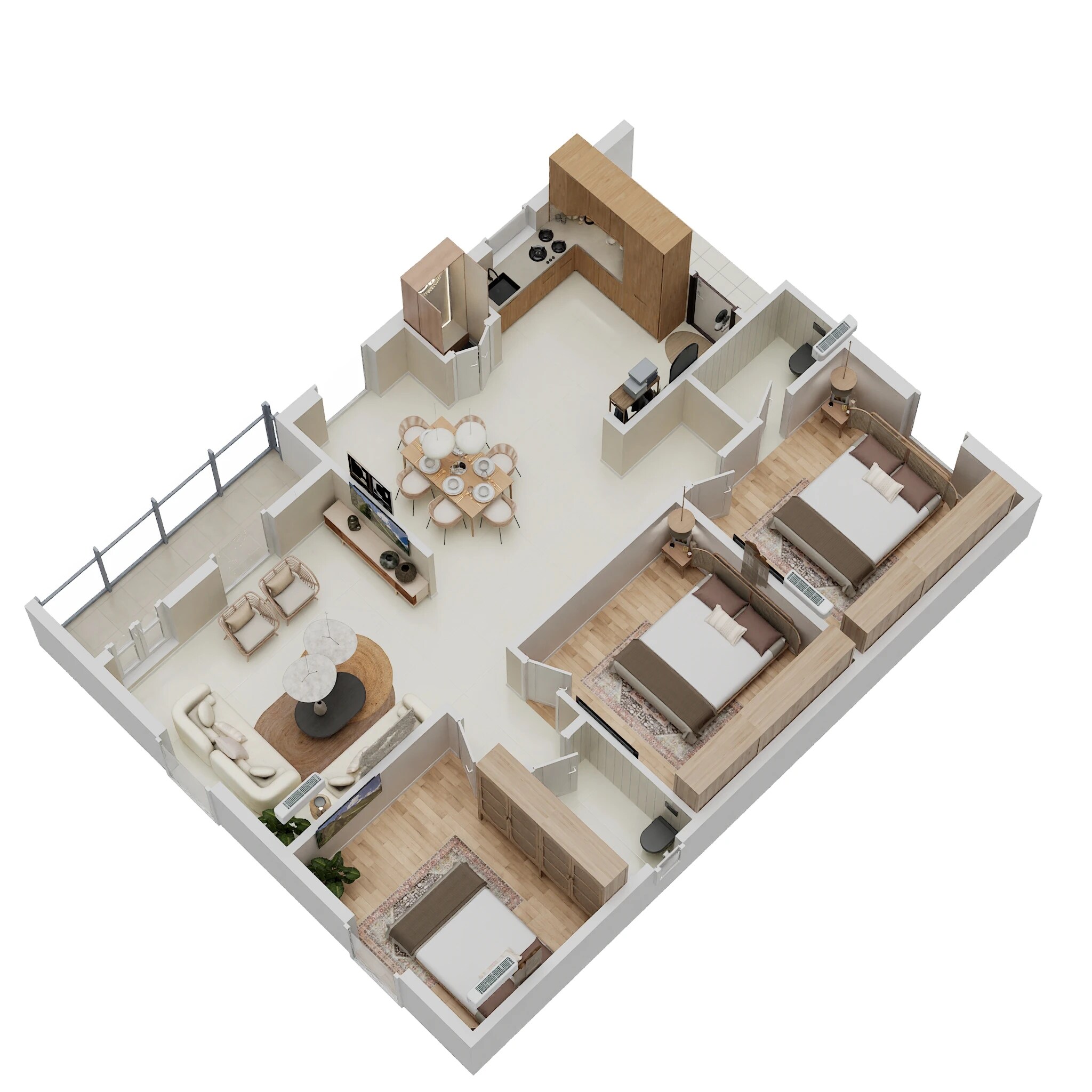 Floor plan of 3 BHK 1540 Sq. Ft. Apartment in Bommarillu Brindavan, Hyderabad
