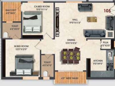 2 BHK 1215 Sq. Ft. Apartment