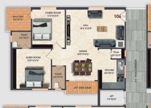 2 BHK 1280 Sq. Ft. Apartment