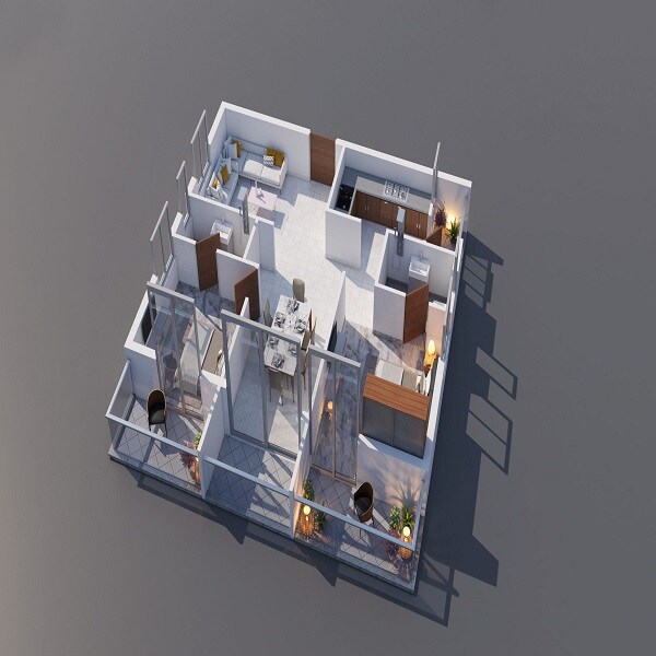 Floor plan of 2 BHK 1040 Sq. Ft. Apartment in Bonsai Arbour, Hyderabad
