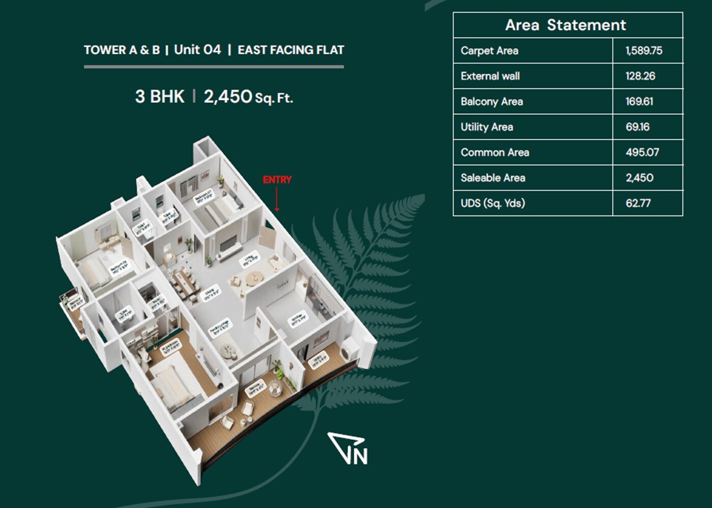3 BHK 2450 Sq. Ft. Apartment
