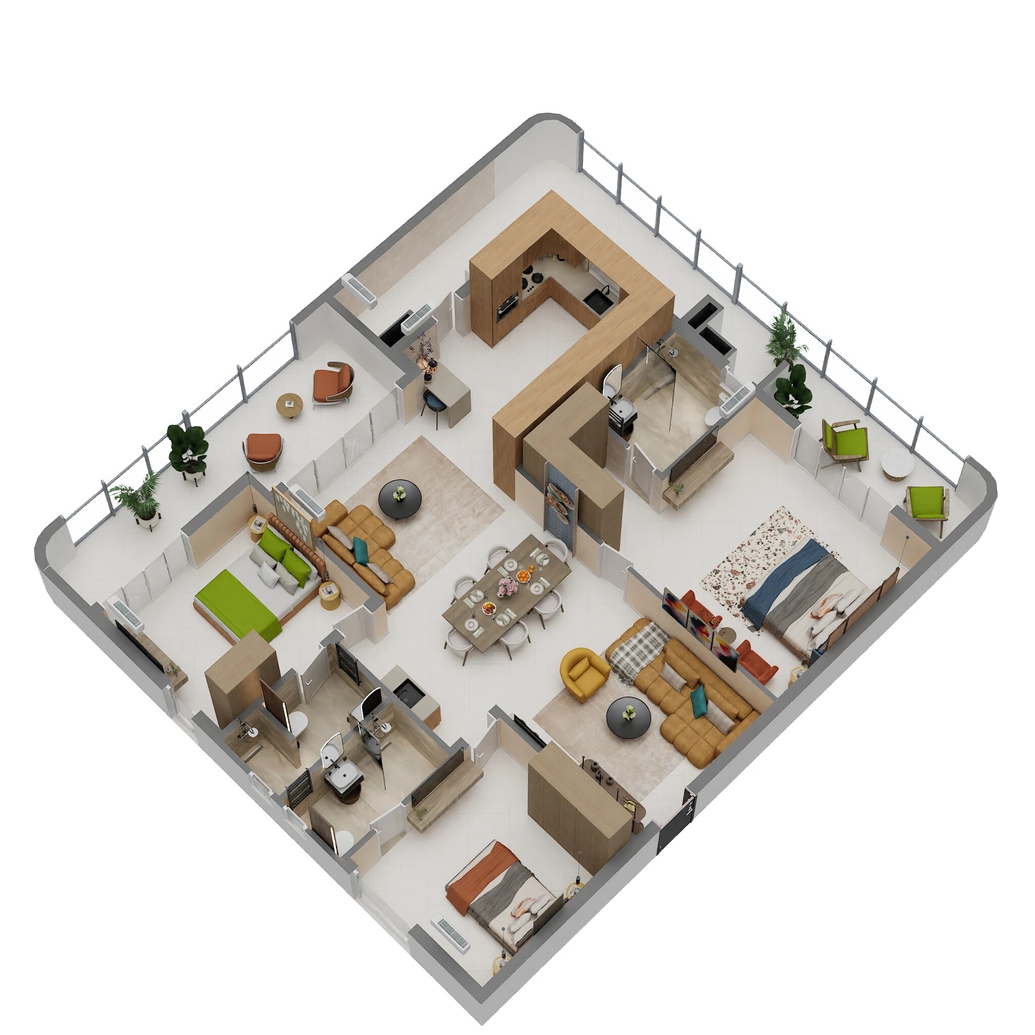 Floor plan of 3 BHK 2430 Sq. Ft. Apartment in Breeze In The Courtyard, Hyderabad