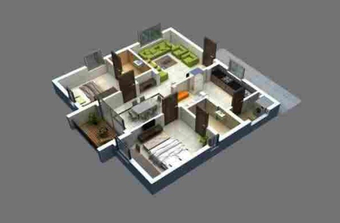 2 BHK 1250 Sq. Ft. Apartment
