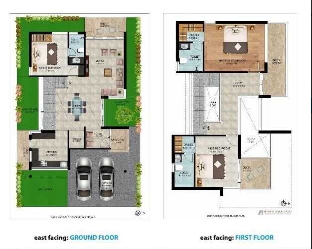 Floor plan of 3 BHK 2100 Sq. Ft. Villa in BricMor Lorena, Hyderabad