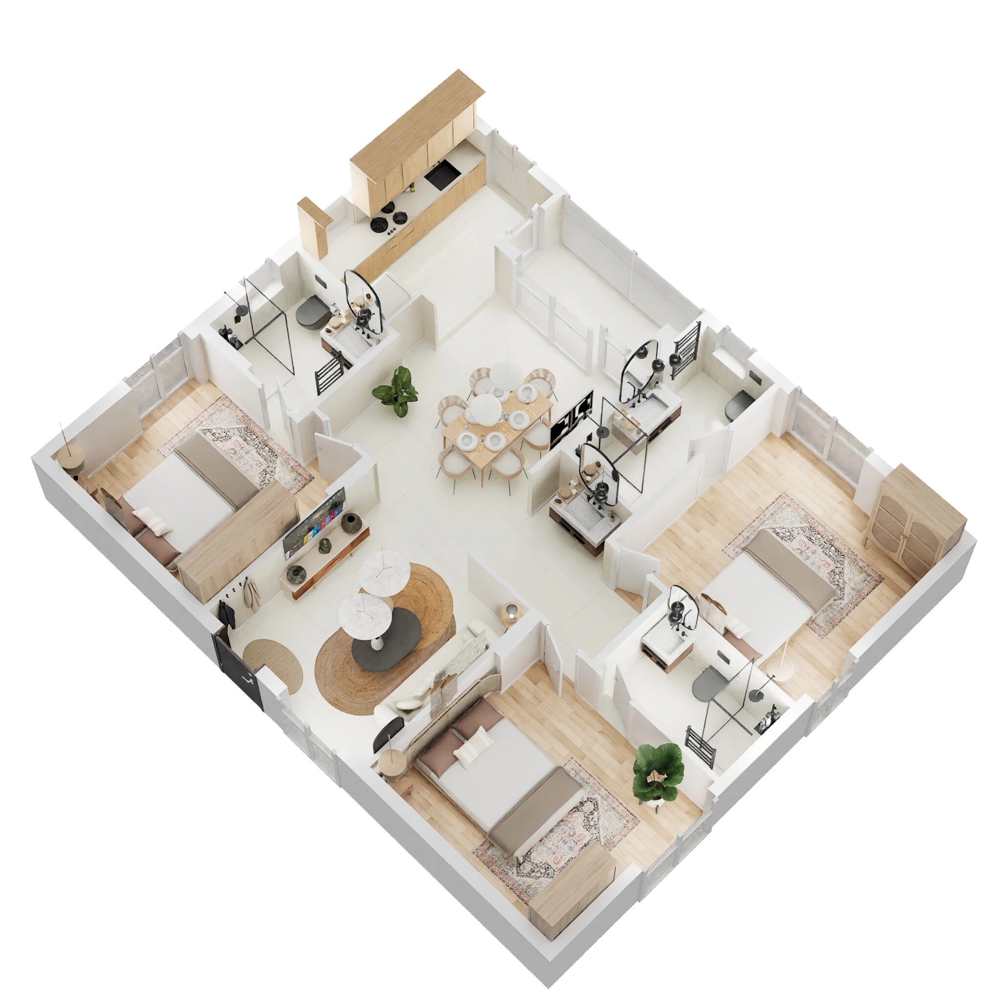 Floor plan of 3 BHK 1375 Sq. Ft. Apartment in Bridge Paramount, Hyderabad