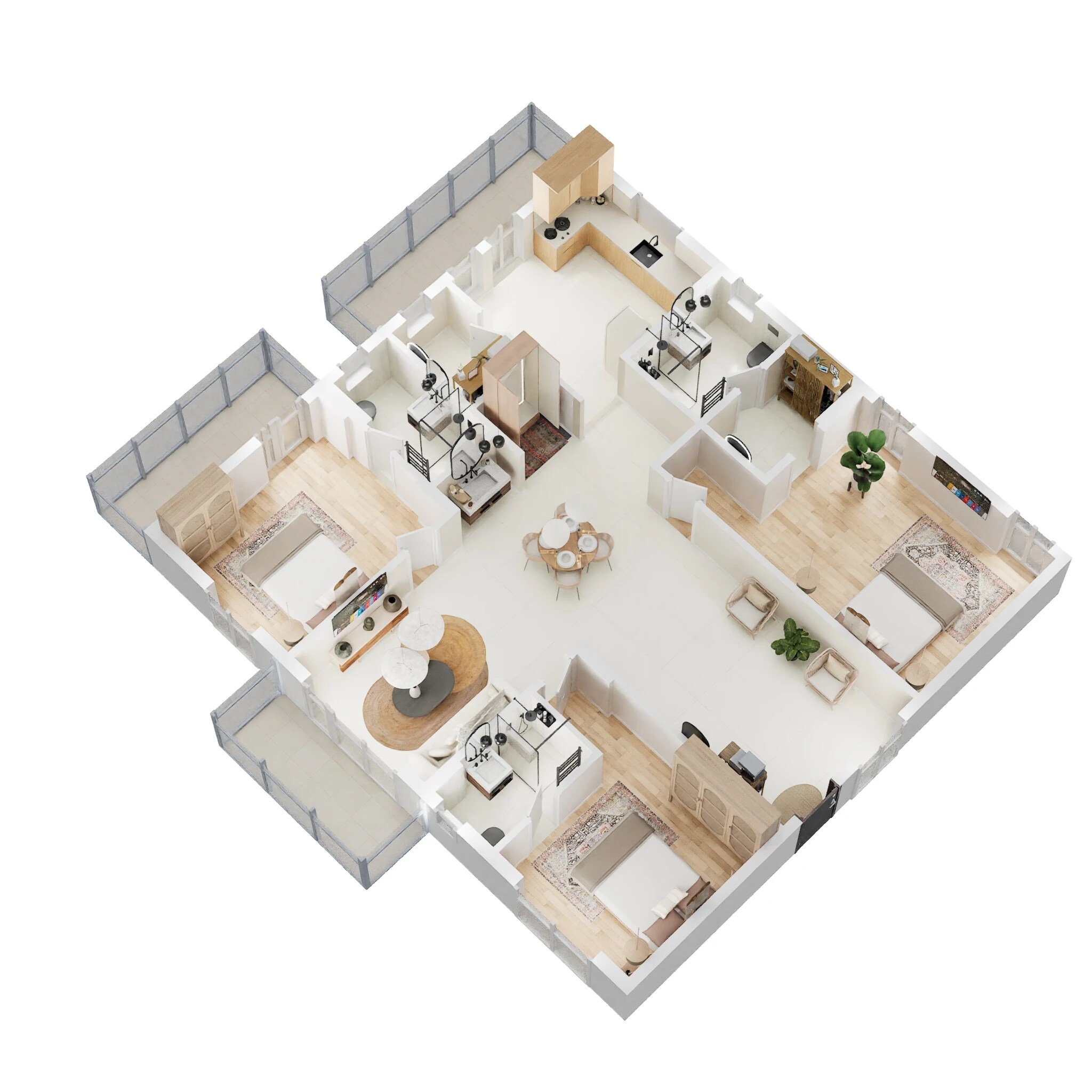 Floor plan of 4 BHK 2135 Sq. Ft. Apartment in Bridge Paramount, Hyderabad
