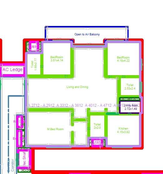 Floor plan of 3 BHK 2800 Sq. Ft. Apartment in Brigade Barcelona, Hyderabad