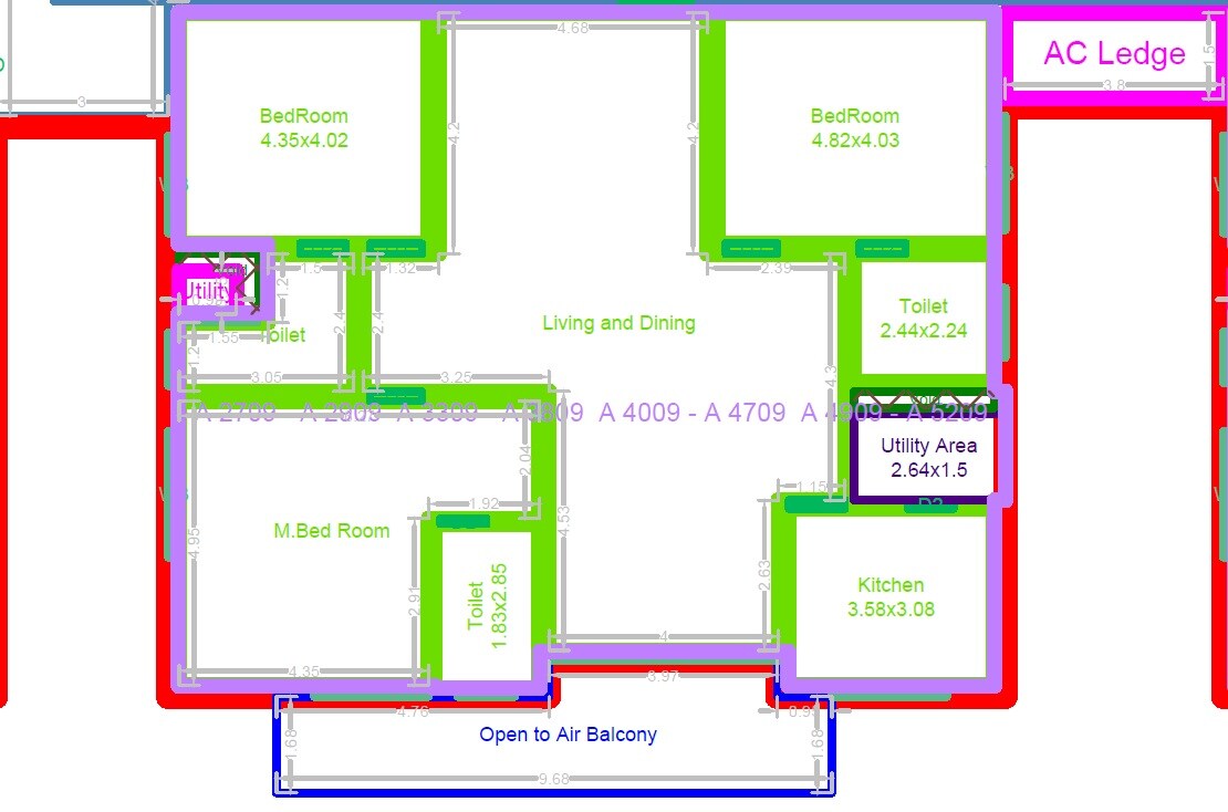 Floor plan of 3 BHK 3312 Sq. Ft. Apartment in Brigade Barcelona, Hyderabad