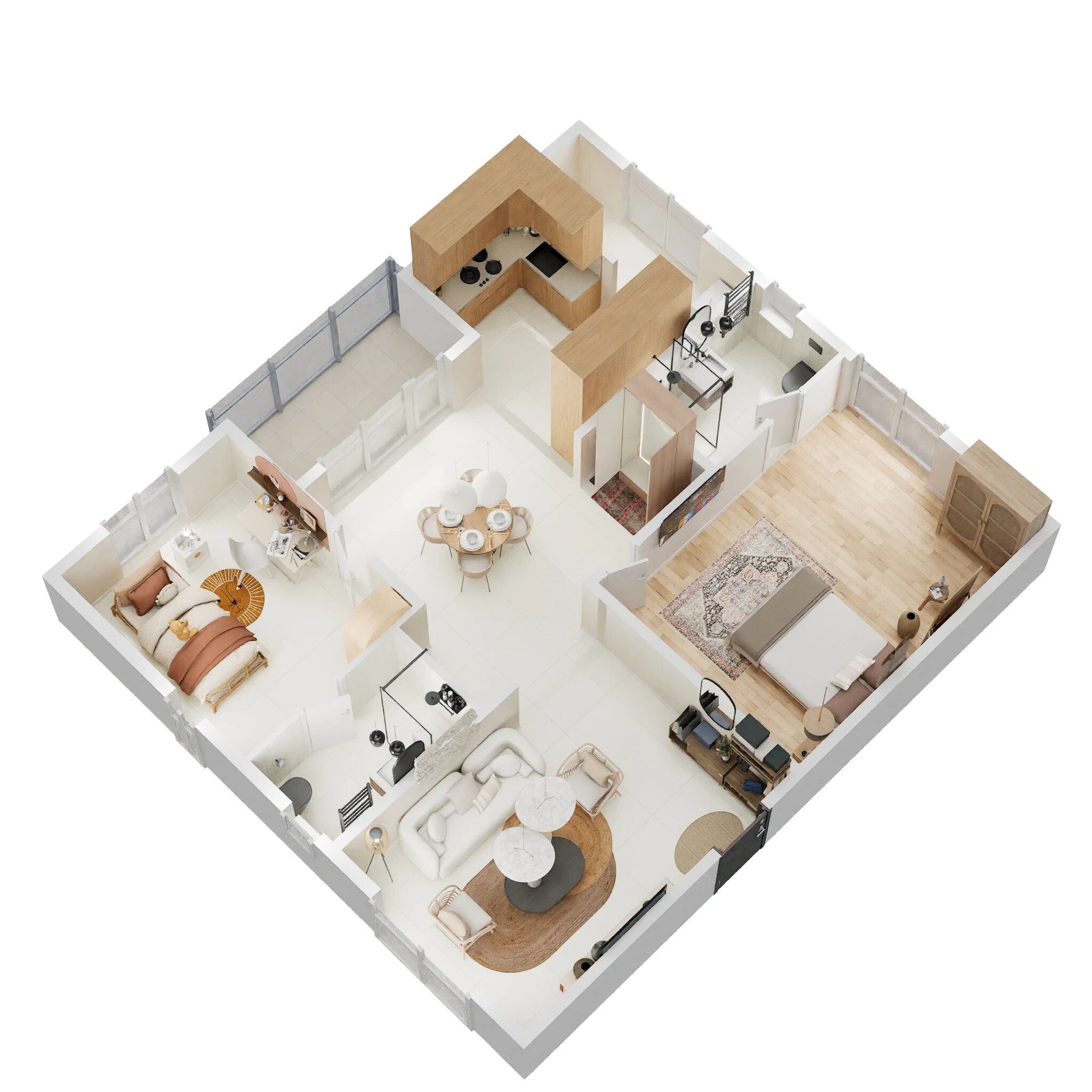 Floor plan of 2 BHK 1366 Sq. Ft. Apartment in Brigade Citadel, Hyderabad
