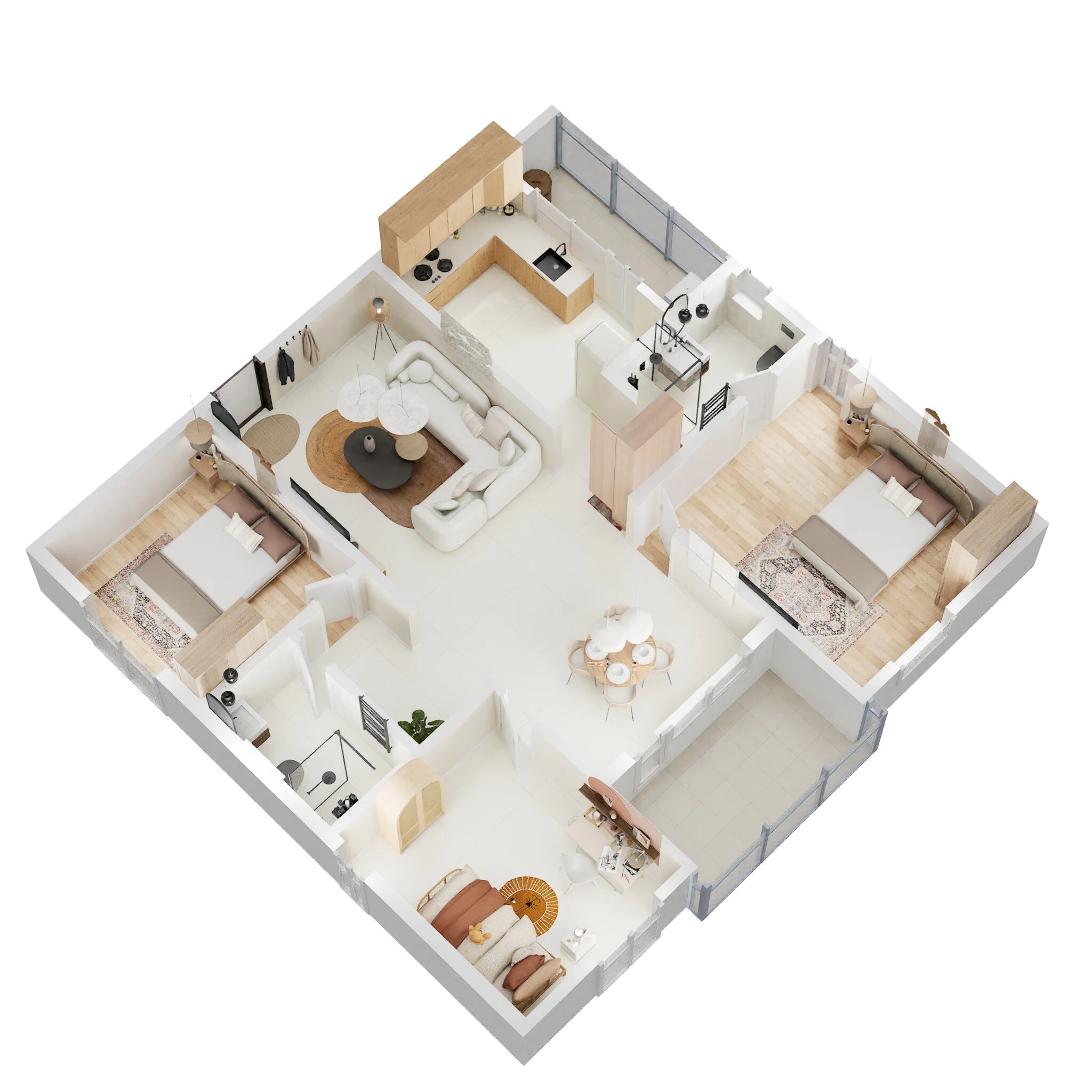 Floor plan of 3 BHK 1583 Sq. Ft. Apartment in Brigade Citadel, Hyderabad