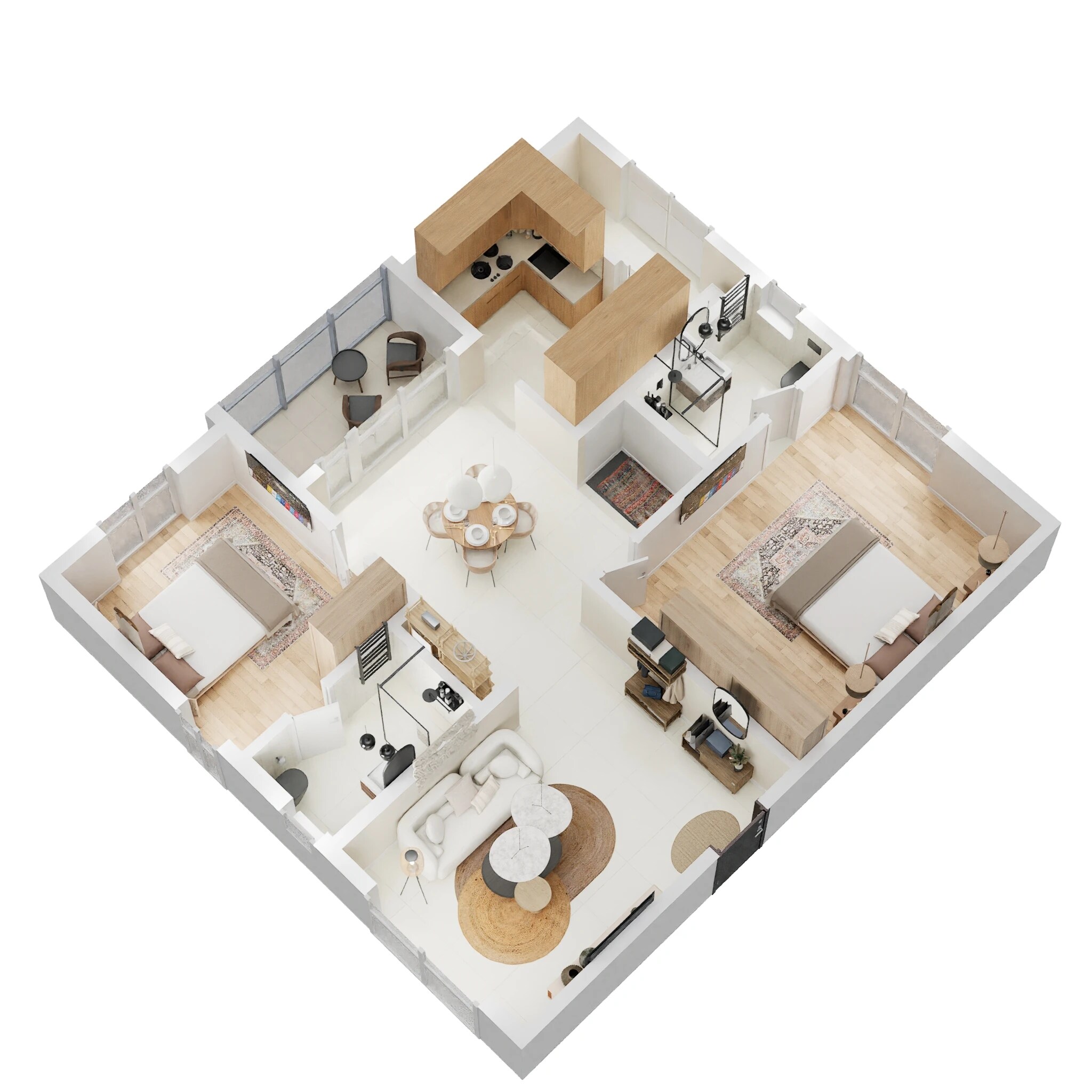 Floor plan of 2 BHK Apartment - 1366 sq. ft. in Brigade Citadel Phase III, Hyderabad