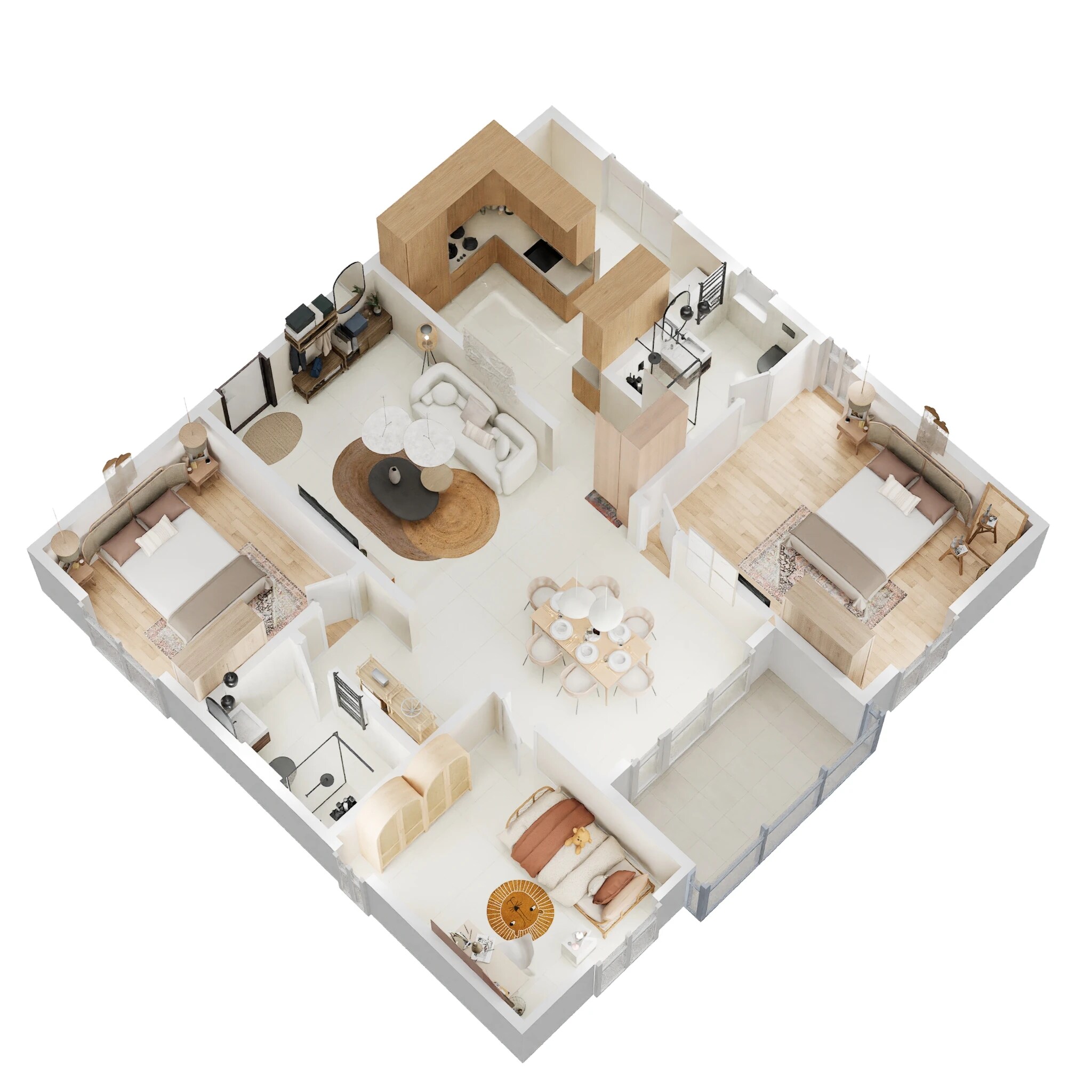 Floor plan of 3 BHK Apartment - 1583 sq. ft. in Brigade Citadel Phase III, Hyderabad