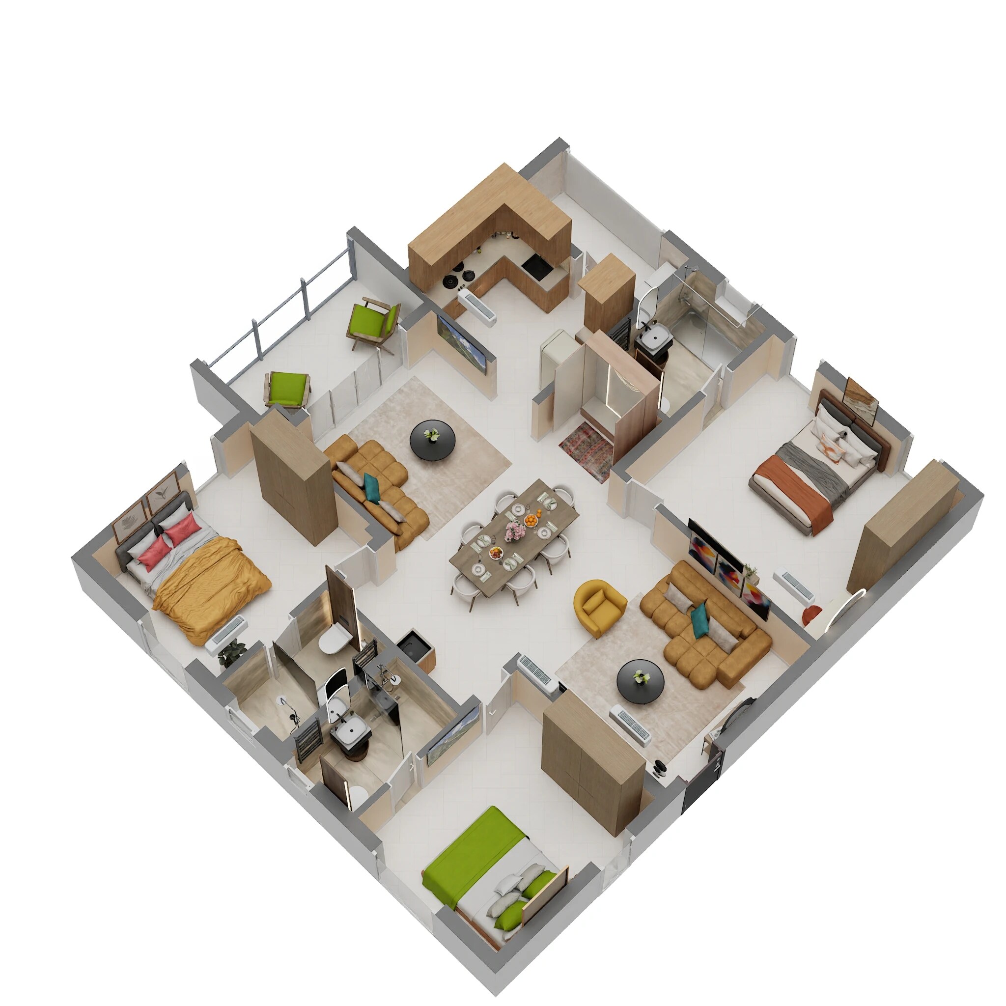 Floor plan of 3 BHK 1868 Sq. Ft. Apartment in Brigade Enclave, Hyderabad