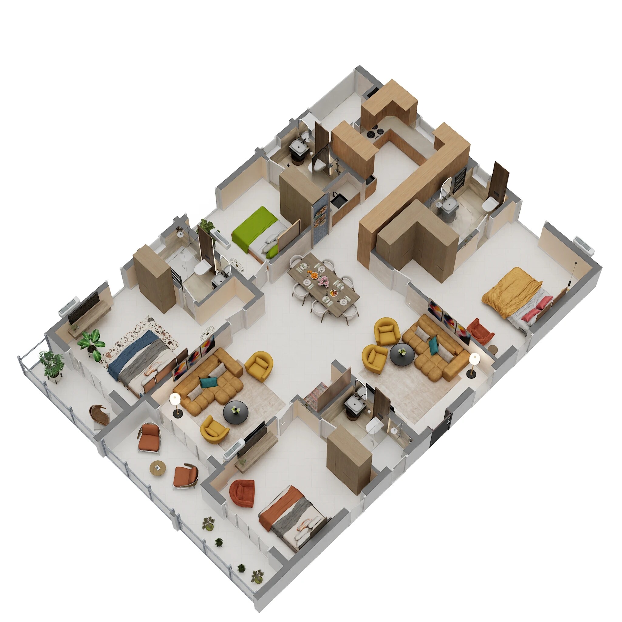Floor plan of 4 BHK 2635 Sq. Ft. Apartment in Brigade Enclave, Hyderabad