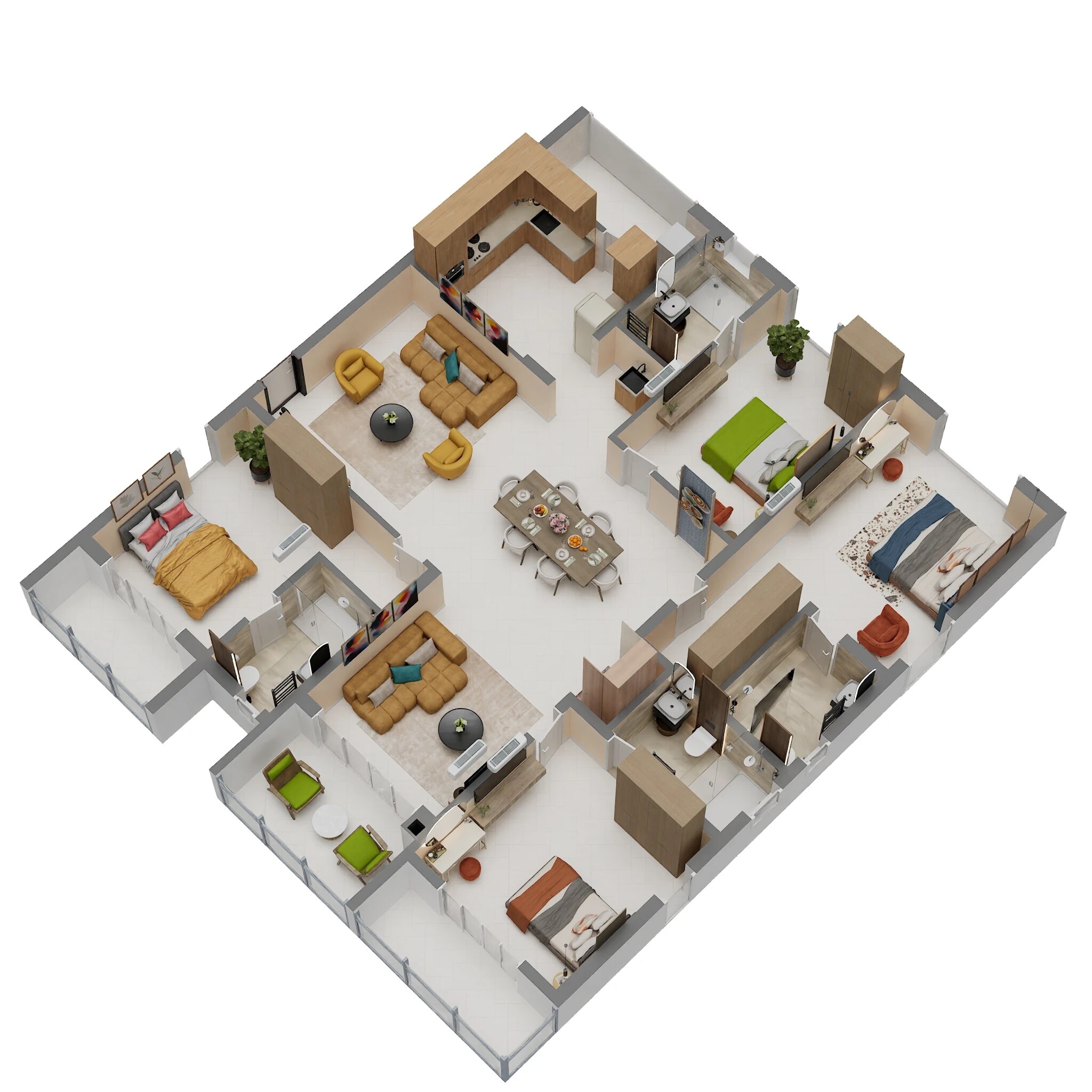 Floor plan of 4 BHK 2635 Sq. Ft. Apartment in Brigade Manor, Hyderabad