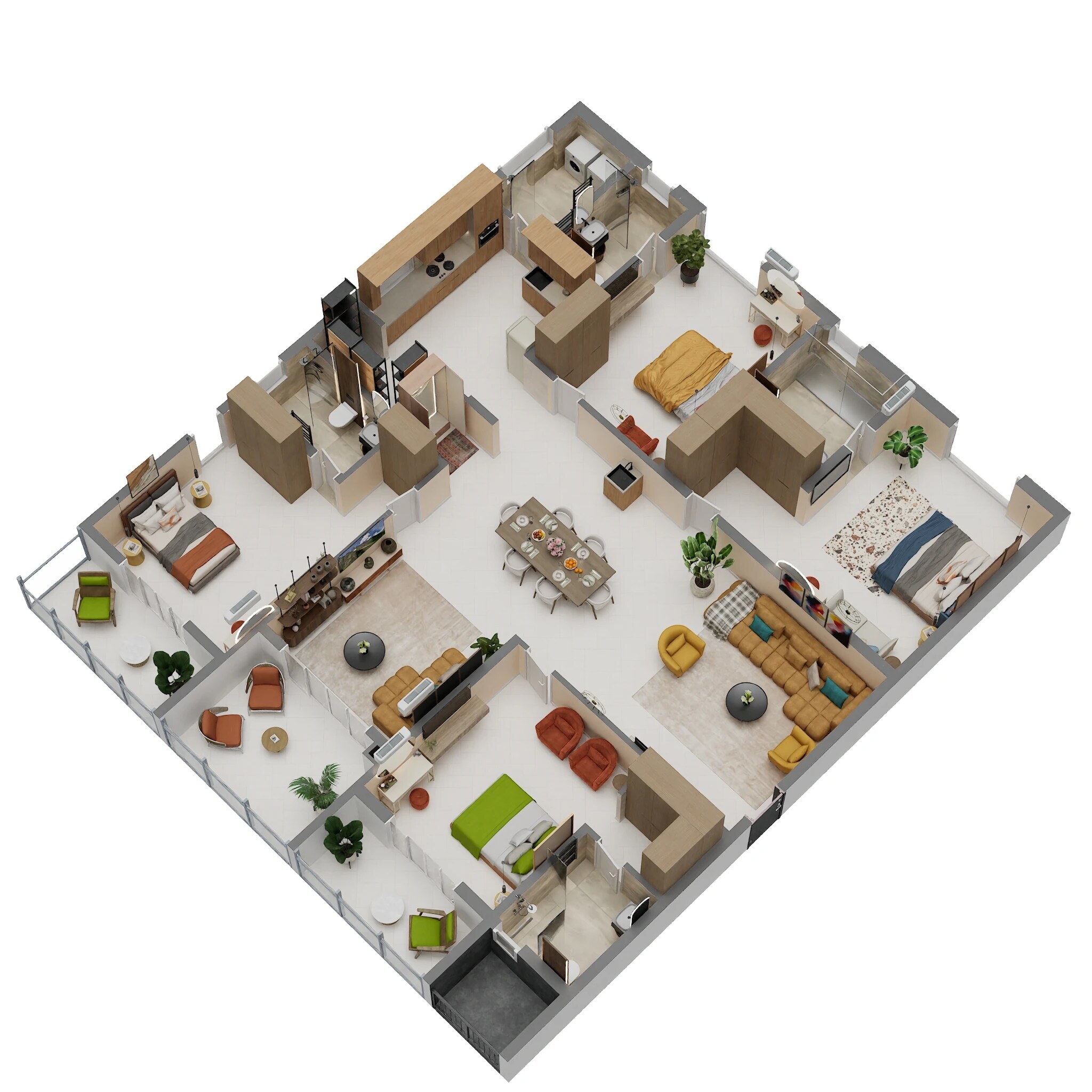 Floor plan of 4 BHK 3164 Sq. Ft. Apartment in Brigade Manor, Hyderabad