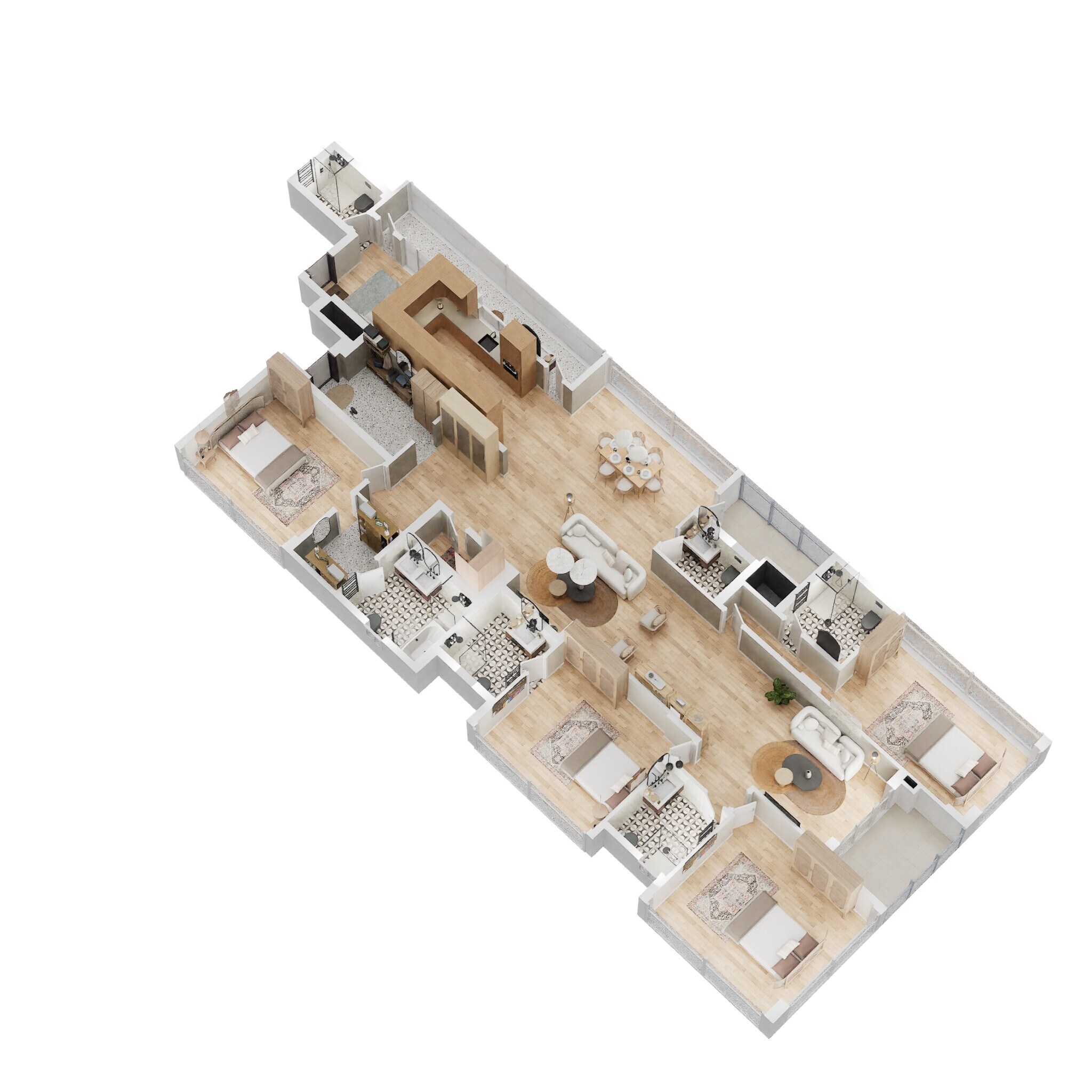 Floor plan of 4 BHK Apartment - 3347 sq. ft. in Brigade No 7, Hyderabad
