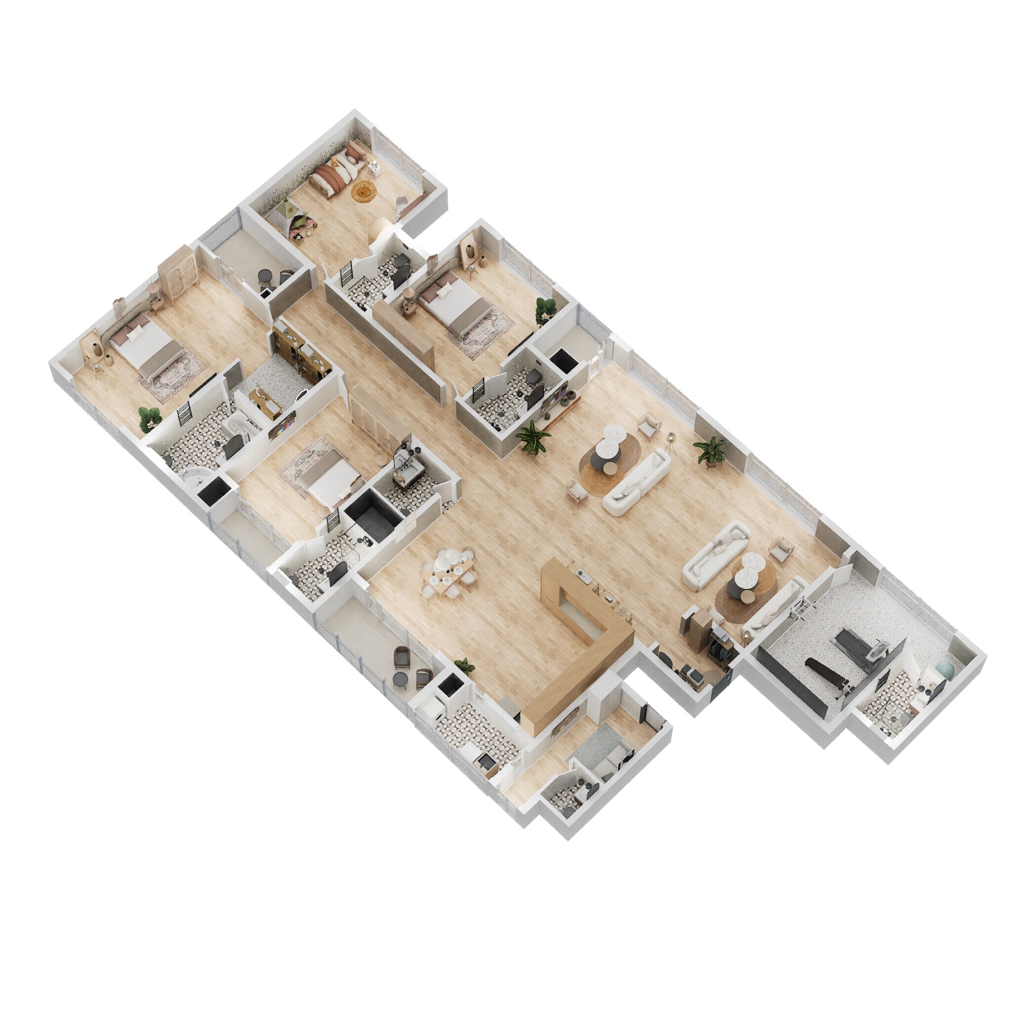 Floor plan of 4 BHK Apartment - 3520 sq. ft. in Brigade No 7, Hyderabad