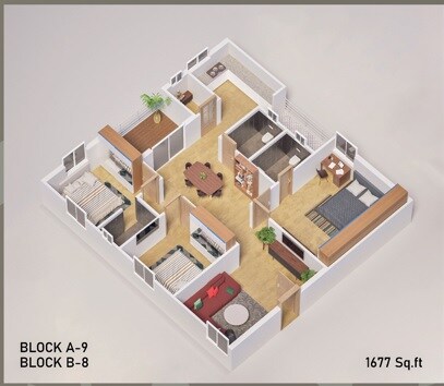 3 BHK 1677 Sq. Ft. Apartment