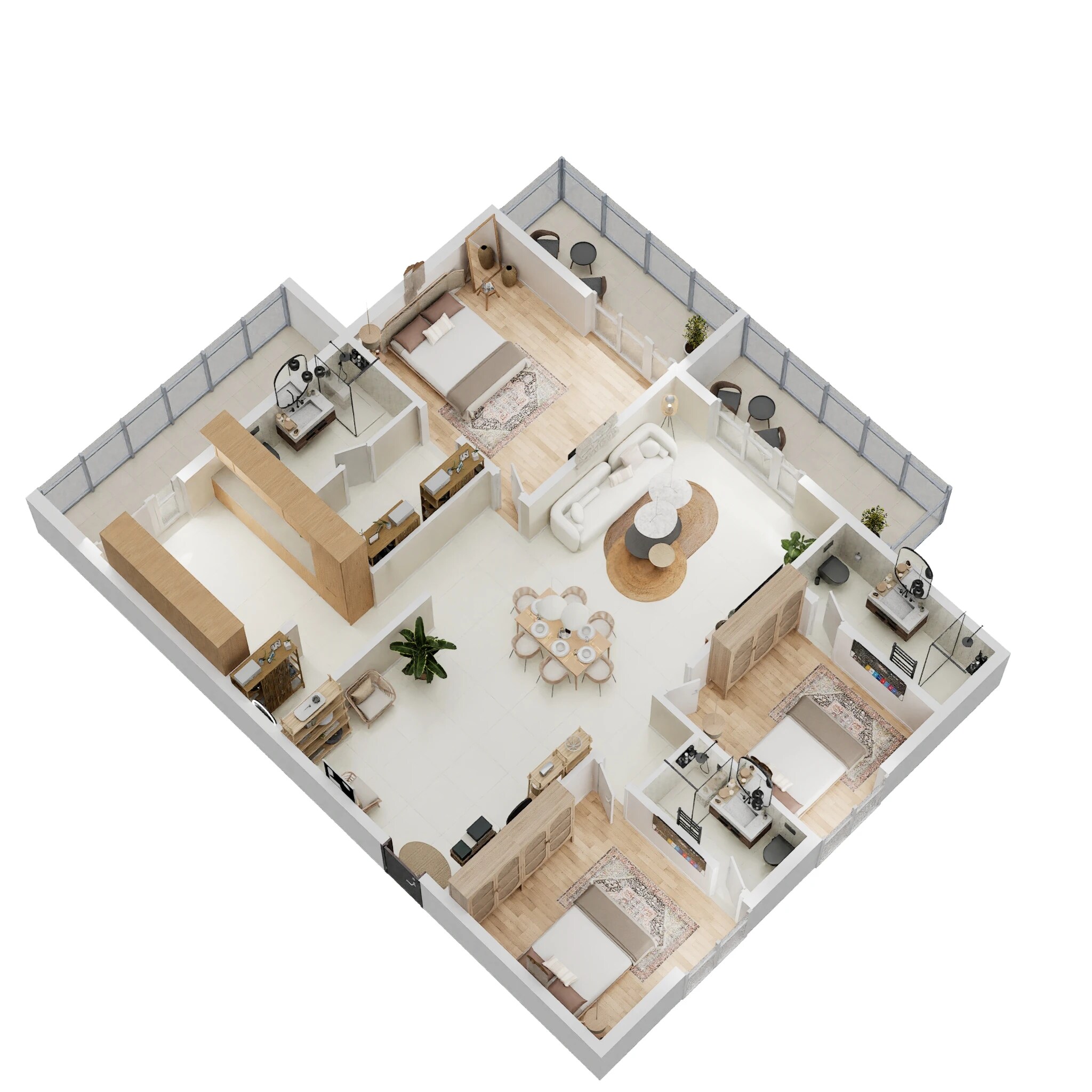 Floor plan of 3 BHK 1537 Sq. Ft. Apartment in Candeur Crescent, Hyderabad