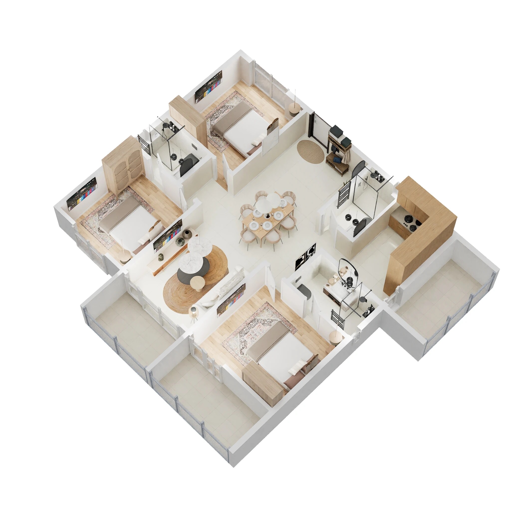 Floor plan of 3 BHK 1601 Sq. Ft. Apartment in Candeur Crescent, Hyderabad