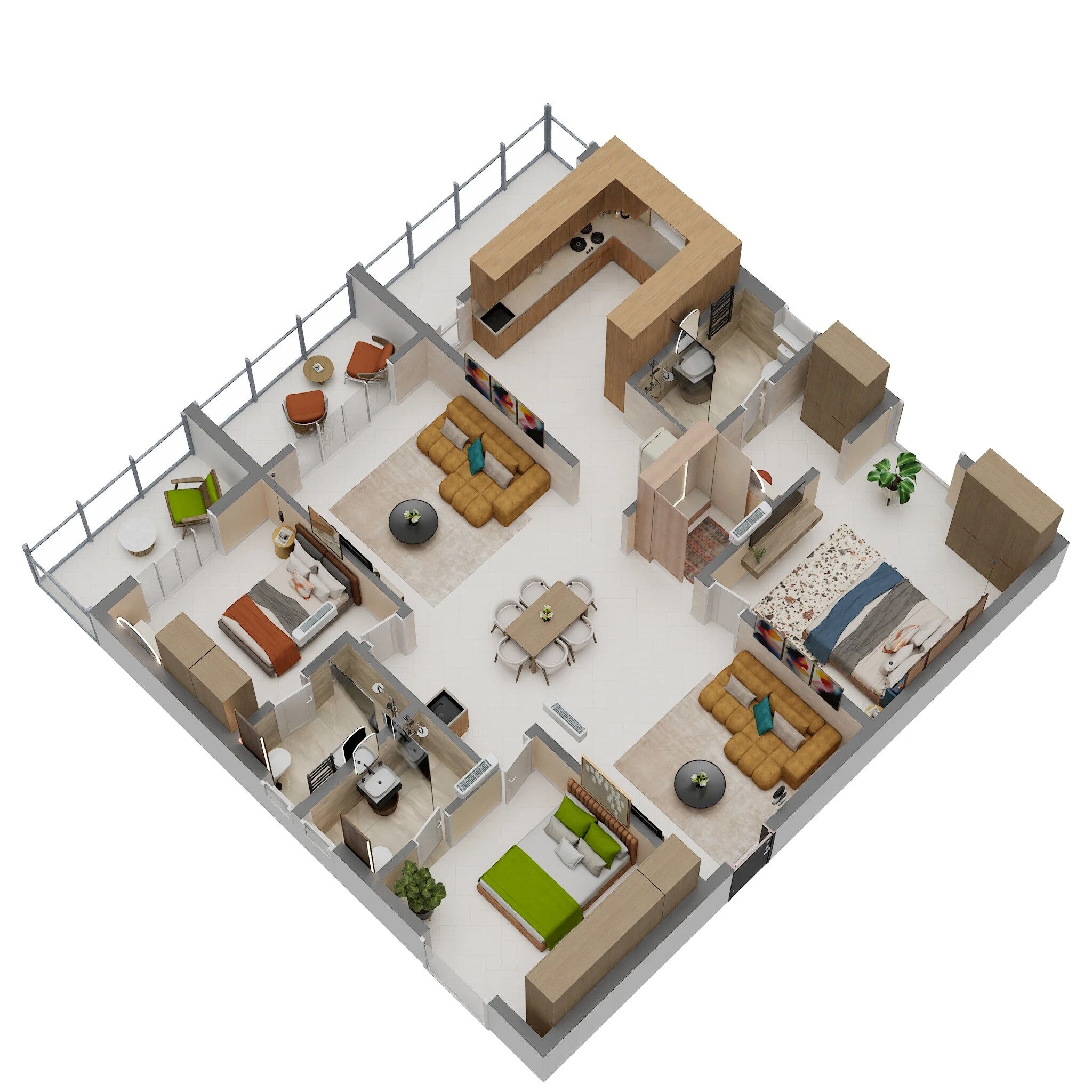 Floor plan of 3 BHK 2192 Sq. Ft. Apartment in Candeur Eternia, Hyderabad