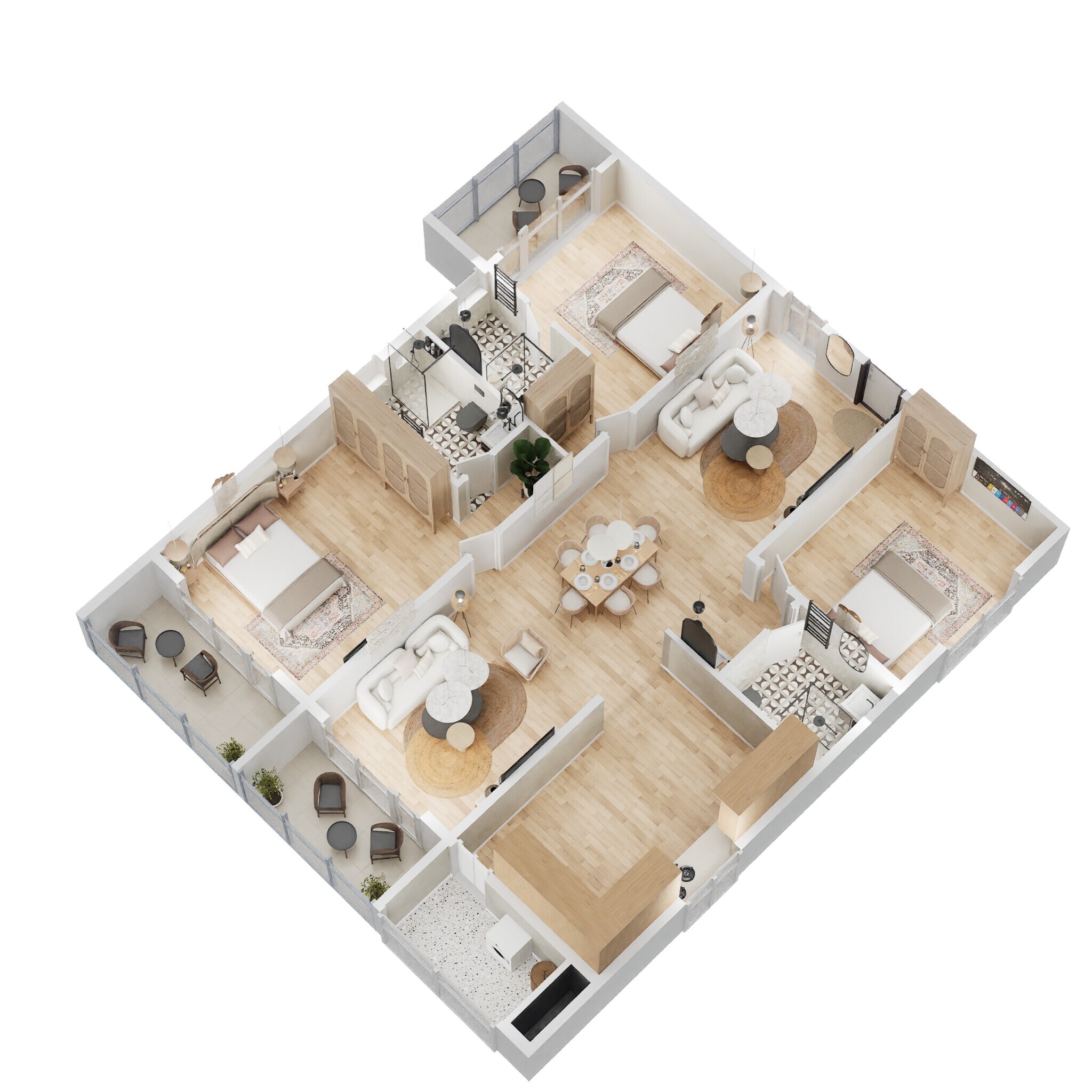Floor plan of 3 BHK 2044 Sq. Ft. Apartment in Candeur Lakescape, Hyderabad