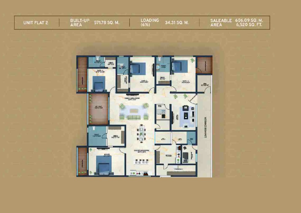 4 BHK 6520 Sq. Ft. Apartment in Candeur Skyline