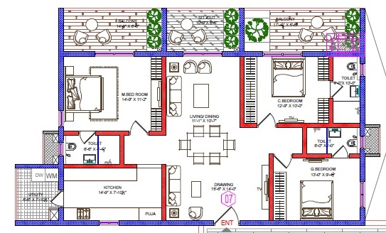 3 BHK 1590 Sq. Ft. Apartment in Candeur Twins