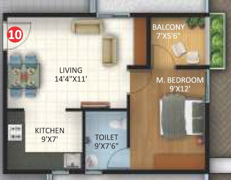 1 BHK 610 Sq. Ft. Apartment