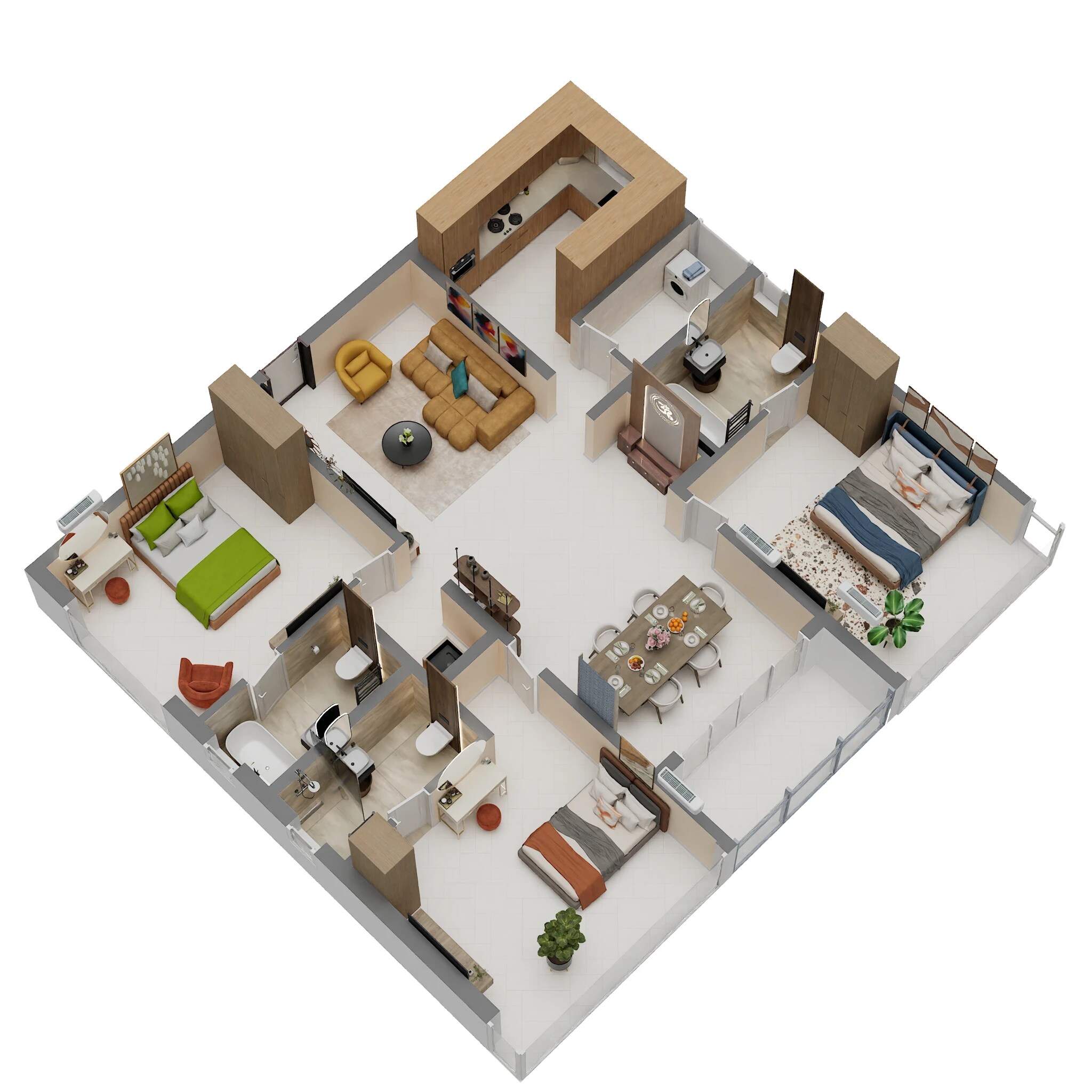 Floor plan of 3 BHK 2076 Sq. Ft. Apartment in Casagrand Evon, Hyderabad