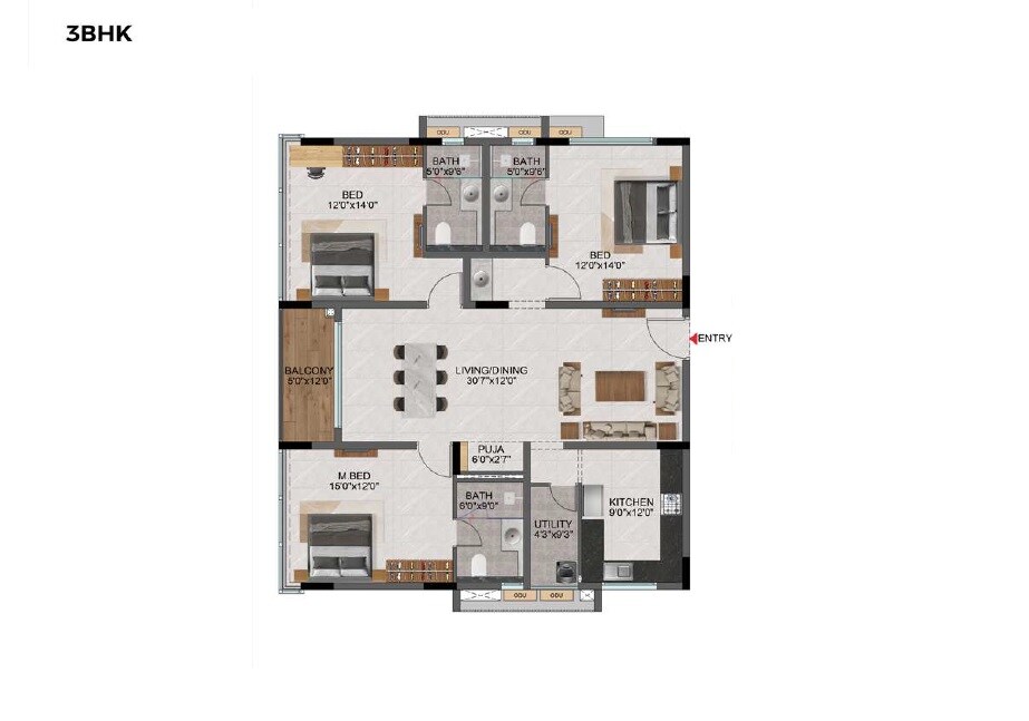  3 BHK Apartment at Casagrand Evon, Kompally – for Sale