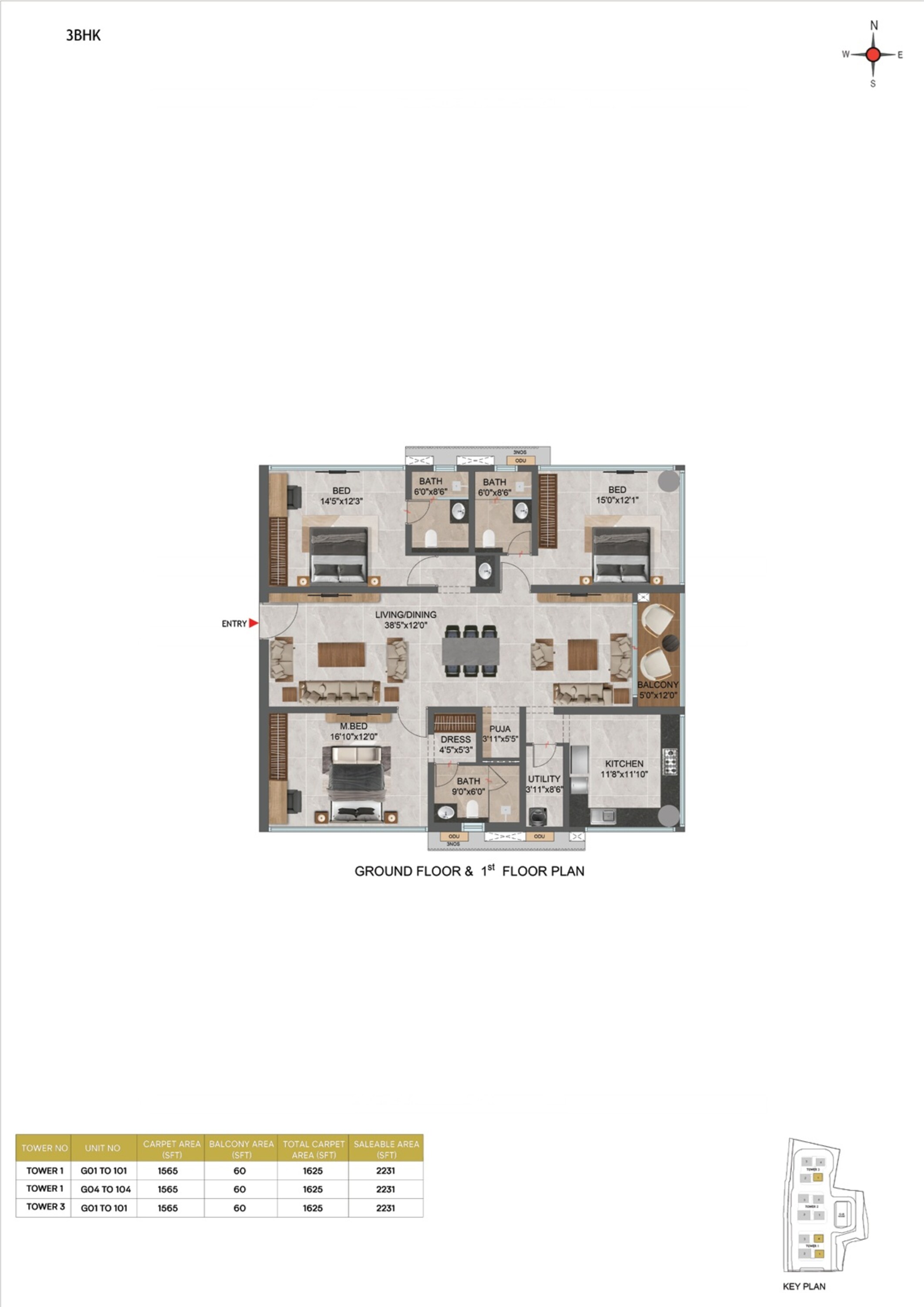 3 BHK 2231 Sq. Ft. Apartment in Casagrand GS Infinity