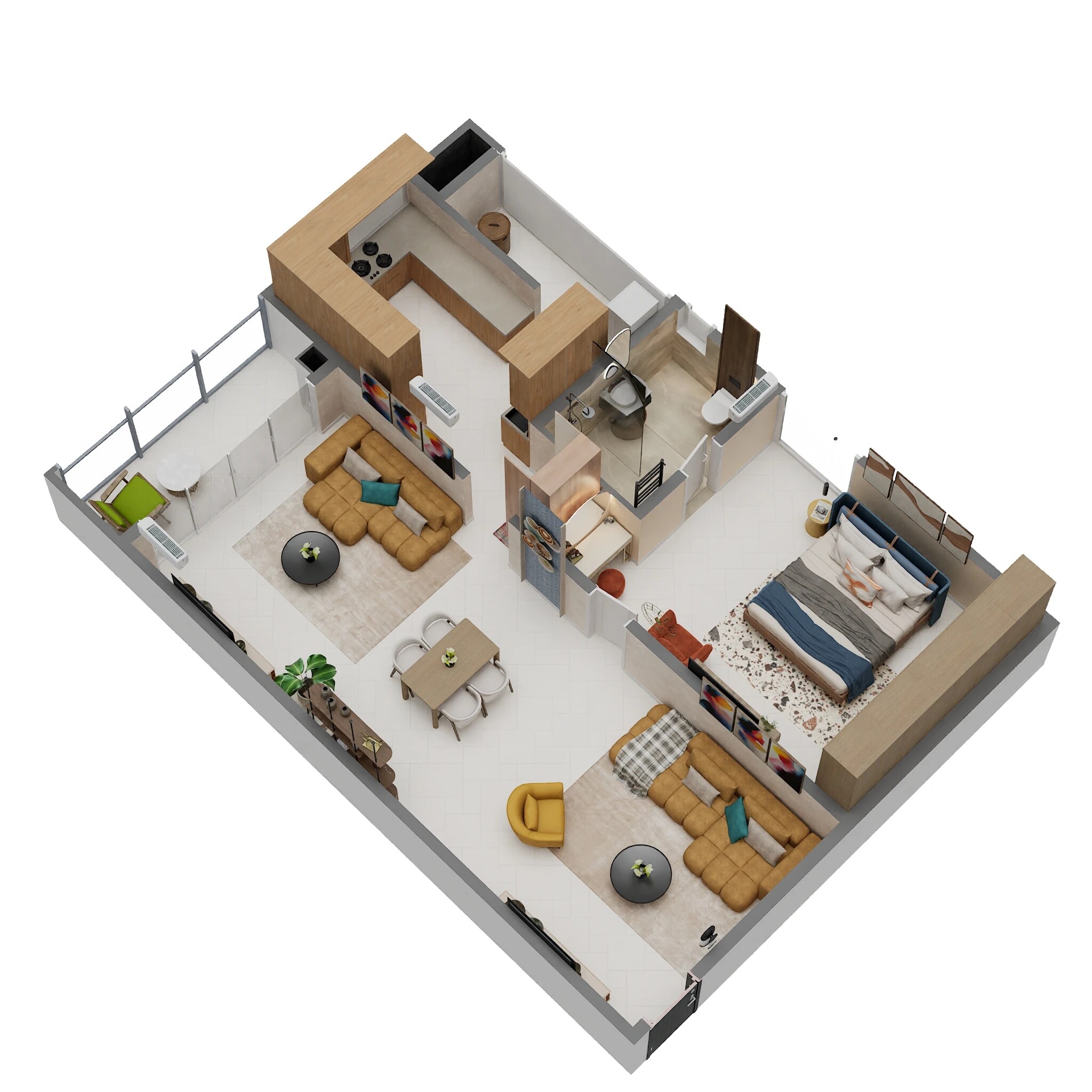 Floor plan of 1 BHK 1285 Sq. Ft. Apartment in Casagrand Mandarin, Hyderabad