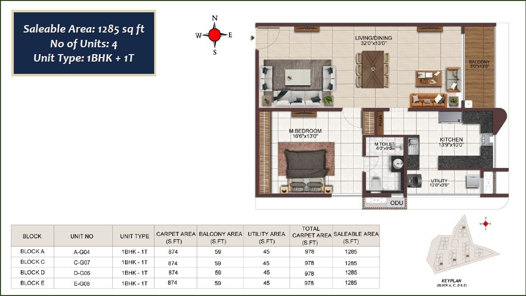 1 BHK 1285 Sq. Ft. Apartment