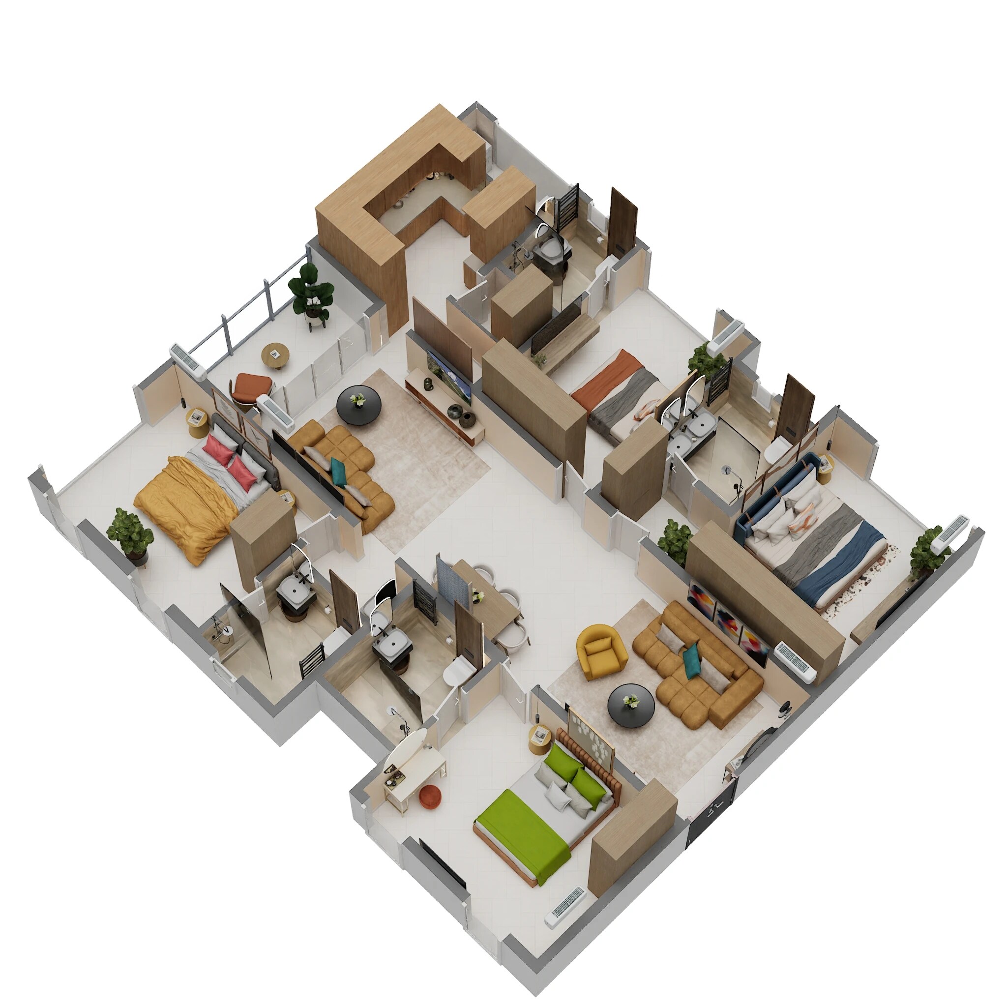 Floor plan of 4 BHK 3159 Sq. Ft. Apartment in Casagrand Mandarin, Hyderabad