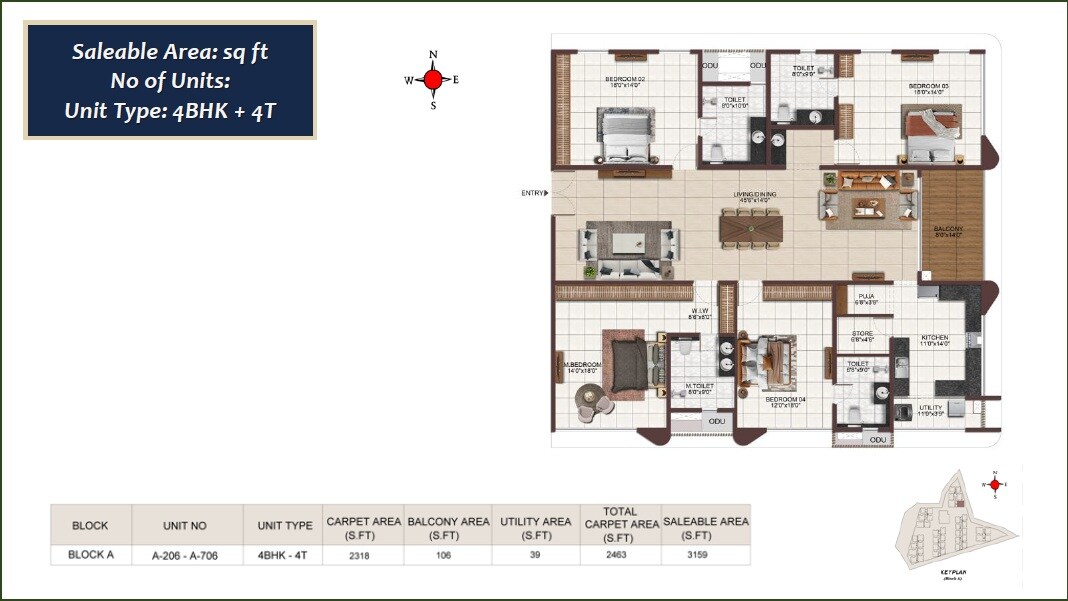 4 BHK 3159 Sq. Ft. Apartment