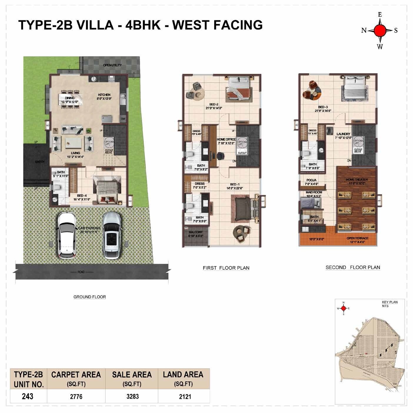Floor plan of 4 BHK 3283 Sq. Ft. Villa in Casagrand Vybe, Hyderabad