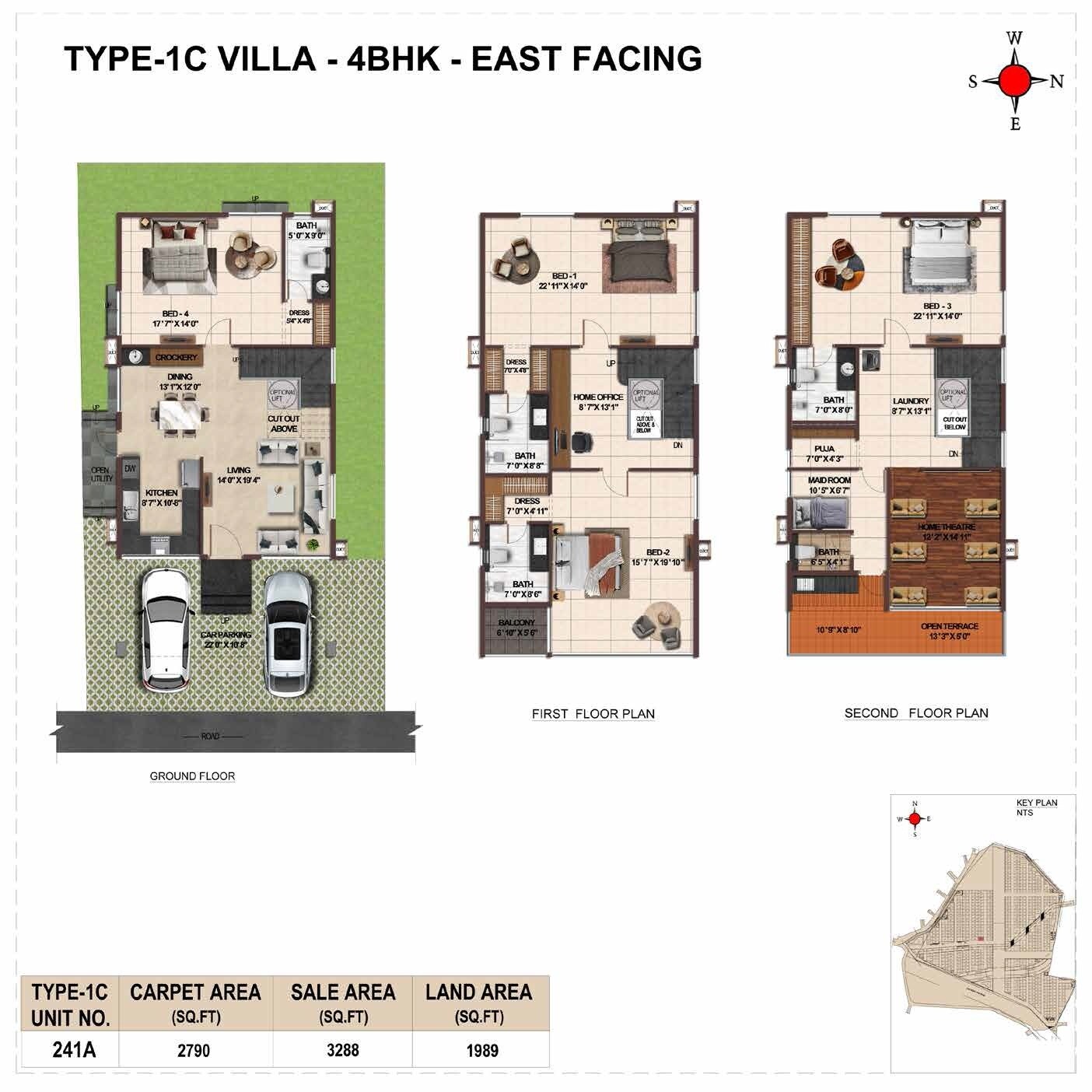 Floor plan of 4 BHK 3288 Sq. Ft. Villa in Casagrand Vybe, Hyderabad